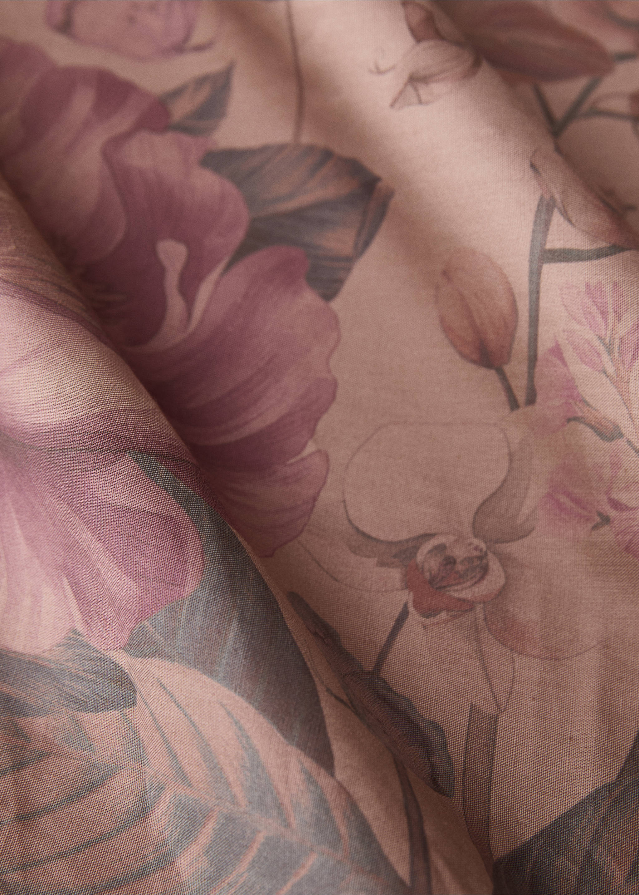 Cotton percale multi-coloured floral-print duvet cover King bed - Details of the article 3, Pink. Ref: 87012916-00.
