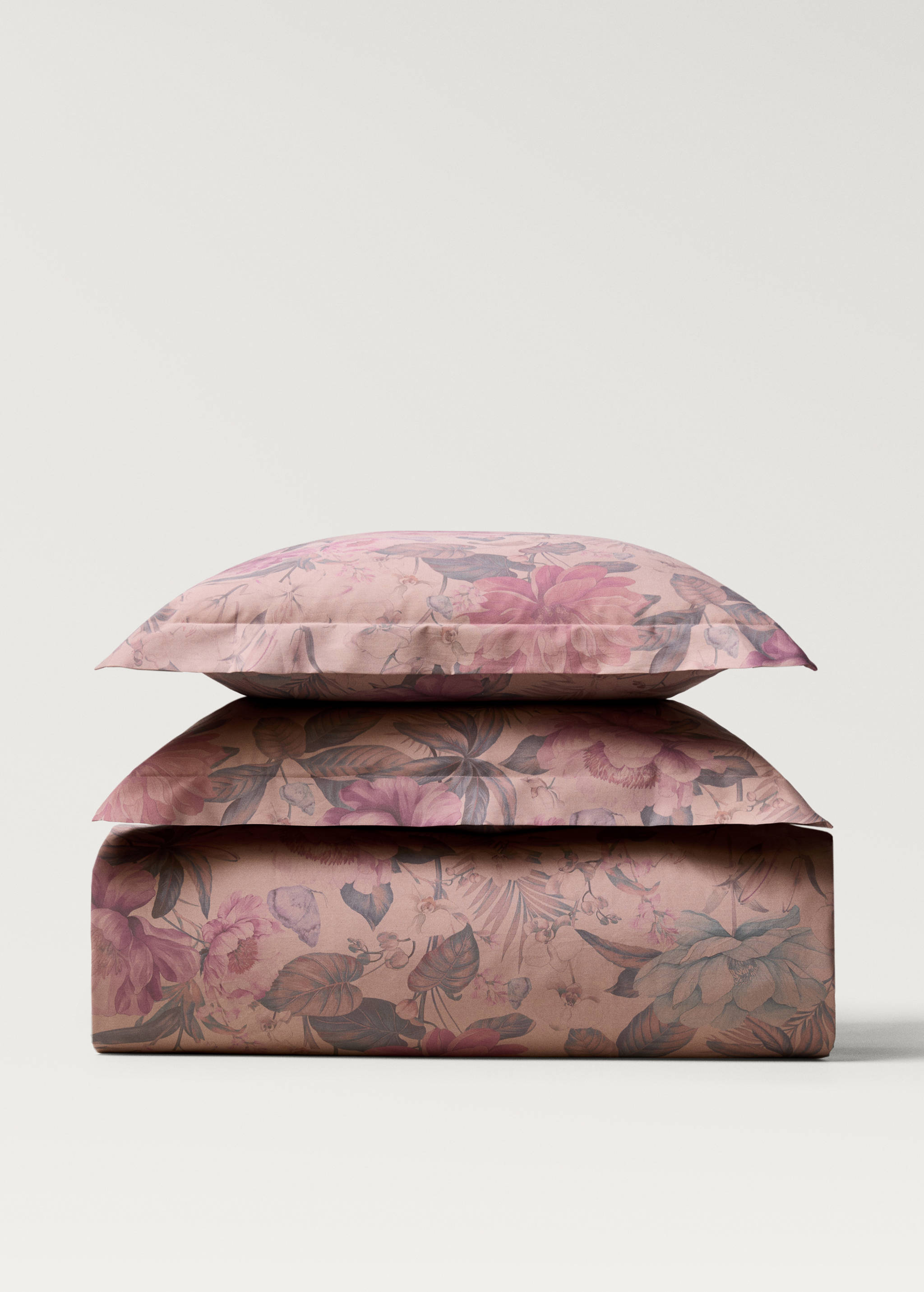Bettbezug aus Baumwollperkal mit mehrfarbigem Blumenmuster für Bett 150/160 cm - Artikel ohne Model