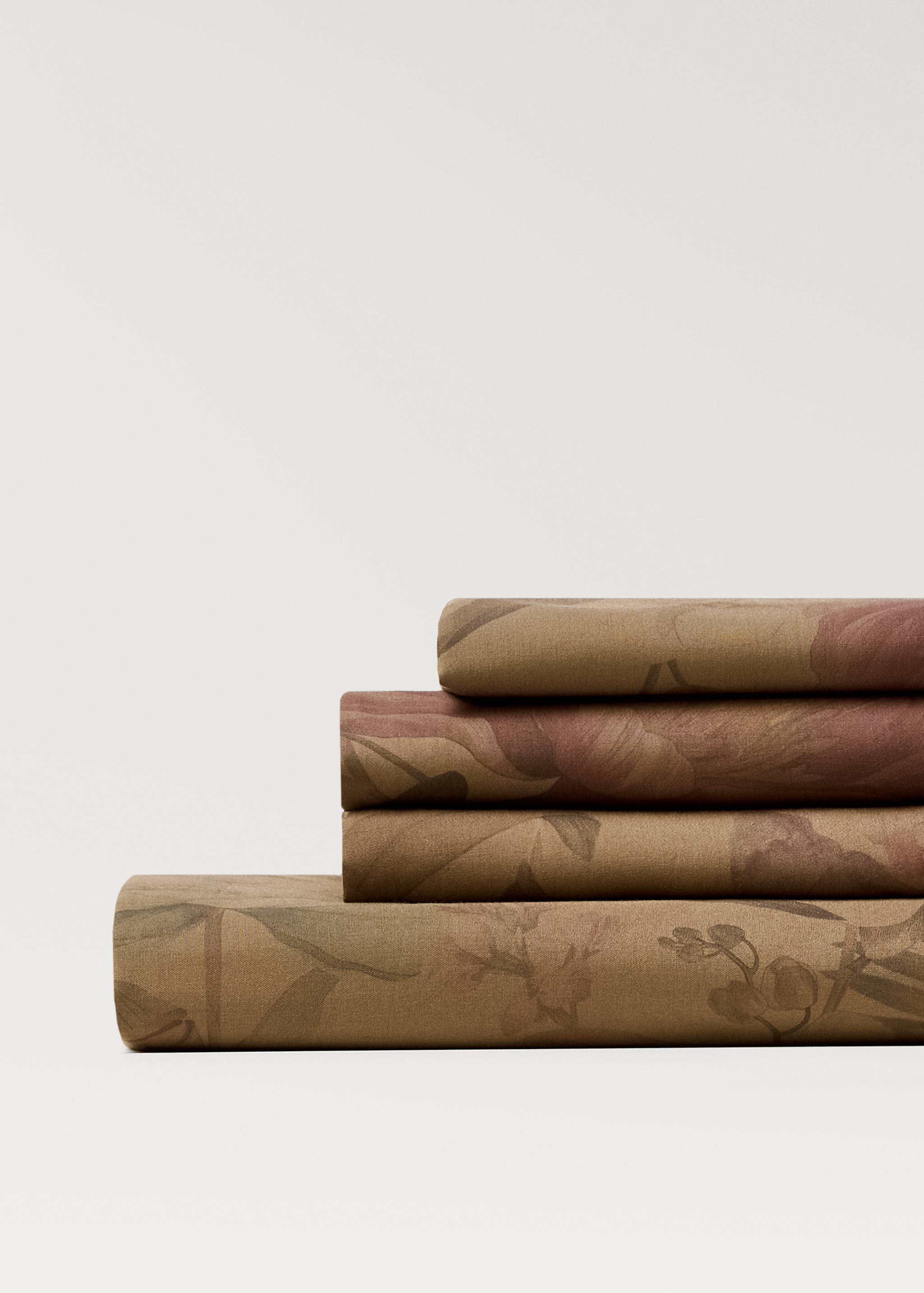 Cotton percale multi-coloured floral-print top sheet for 180/200cm bed - Details of the article 2