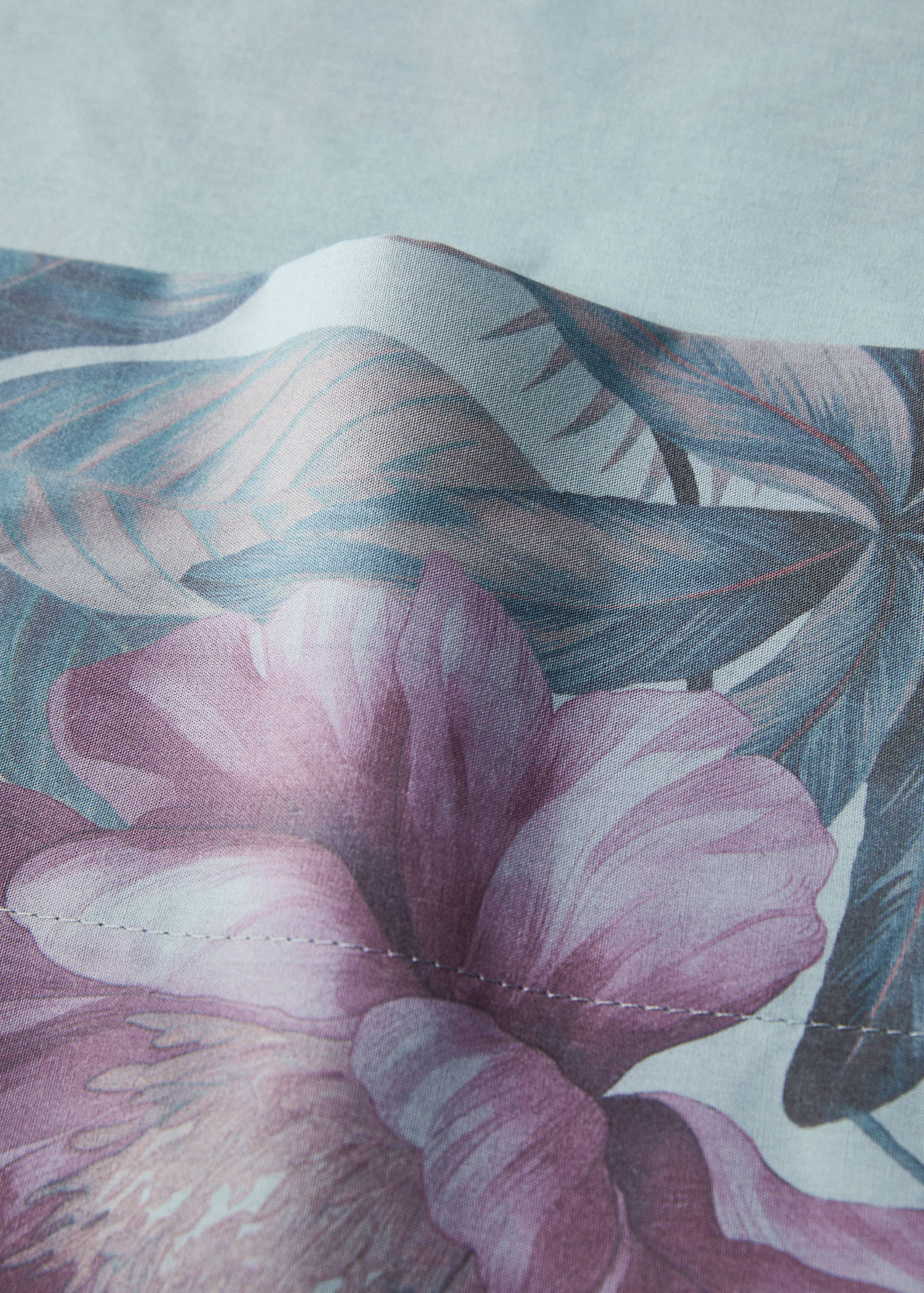 Cotton percale multi-coloured floral-print top sheet for 180/200cm bed - Details of the article 1