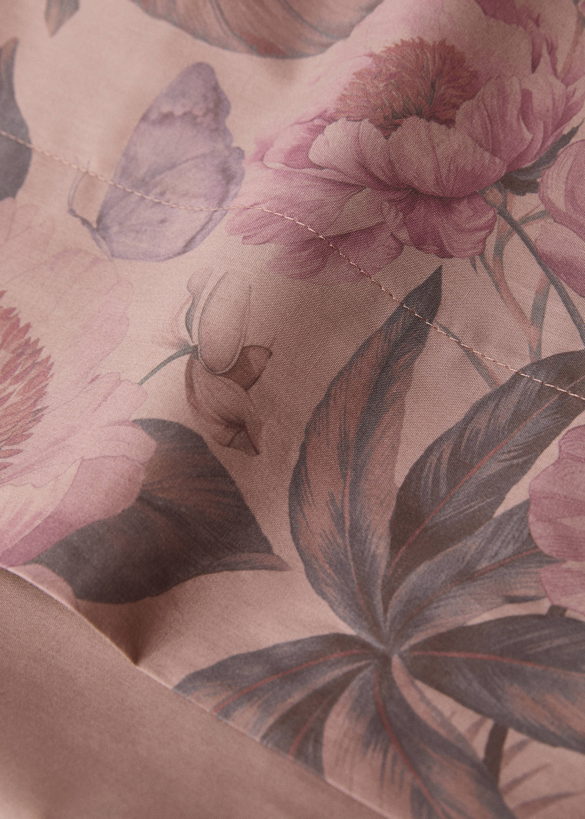 Cotton percale multi-coloured floral-print top sheet for 180/200cm bed - Details of the article 1