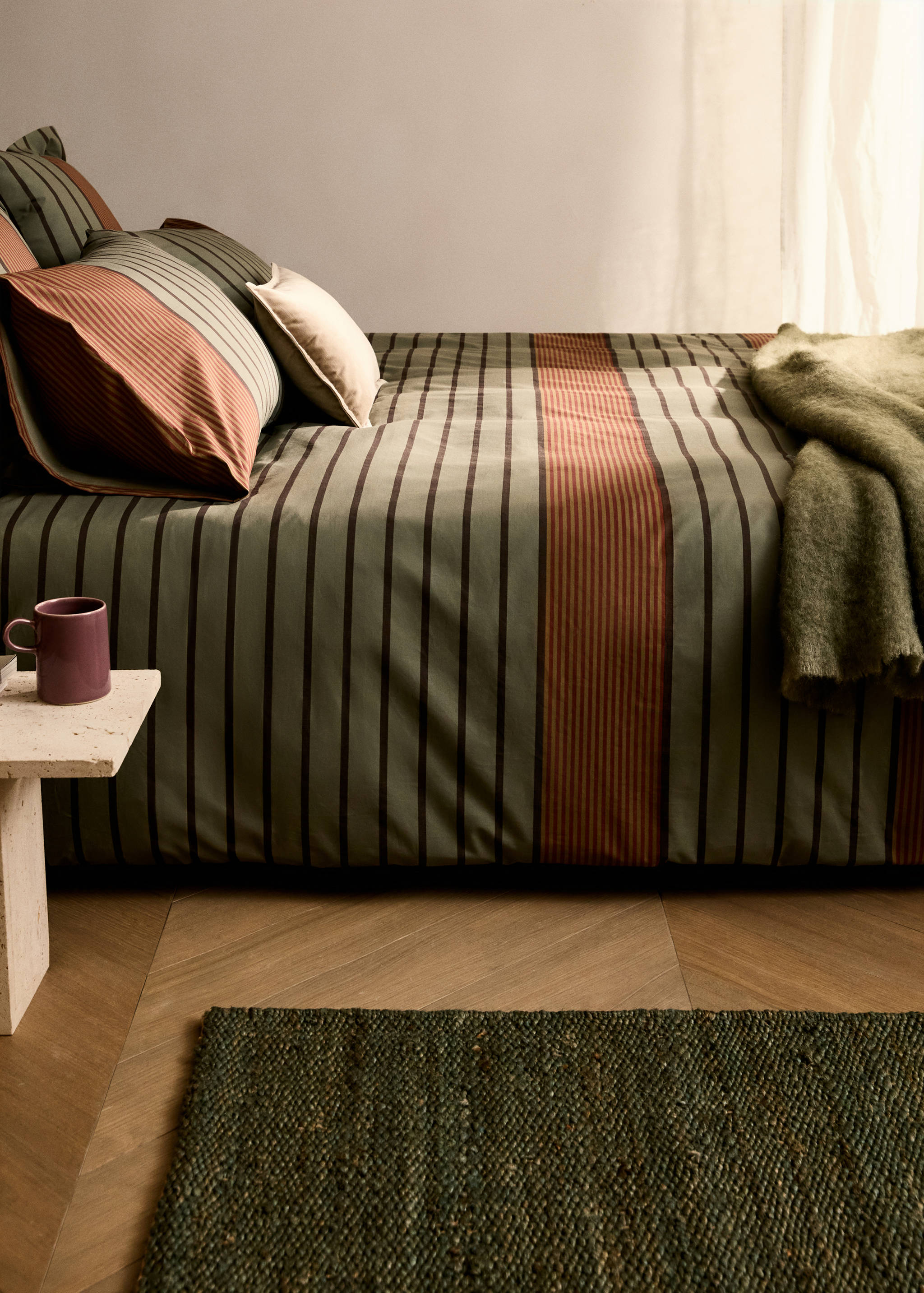 Dekbedovertrek van percal katoen met multistrepen bed 90 cm - Overzichtstekening