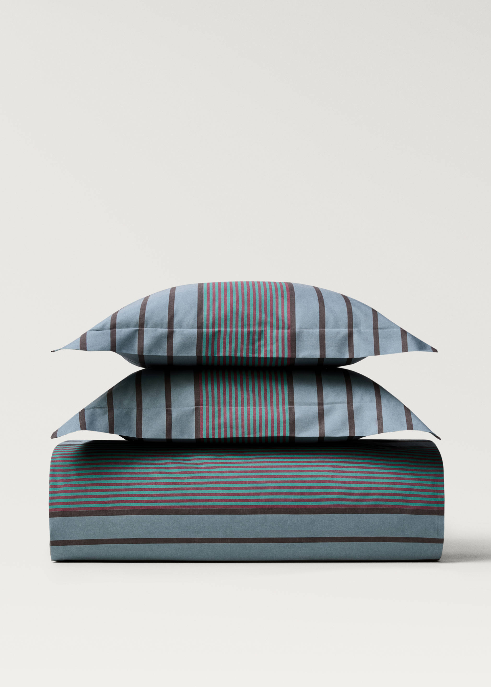 Percale cotton multi-striped duvet cover Single bed - Article without model