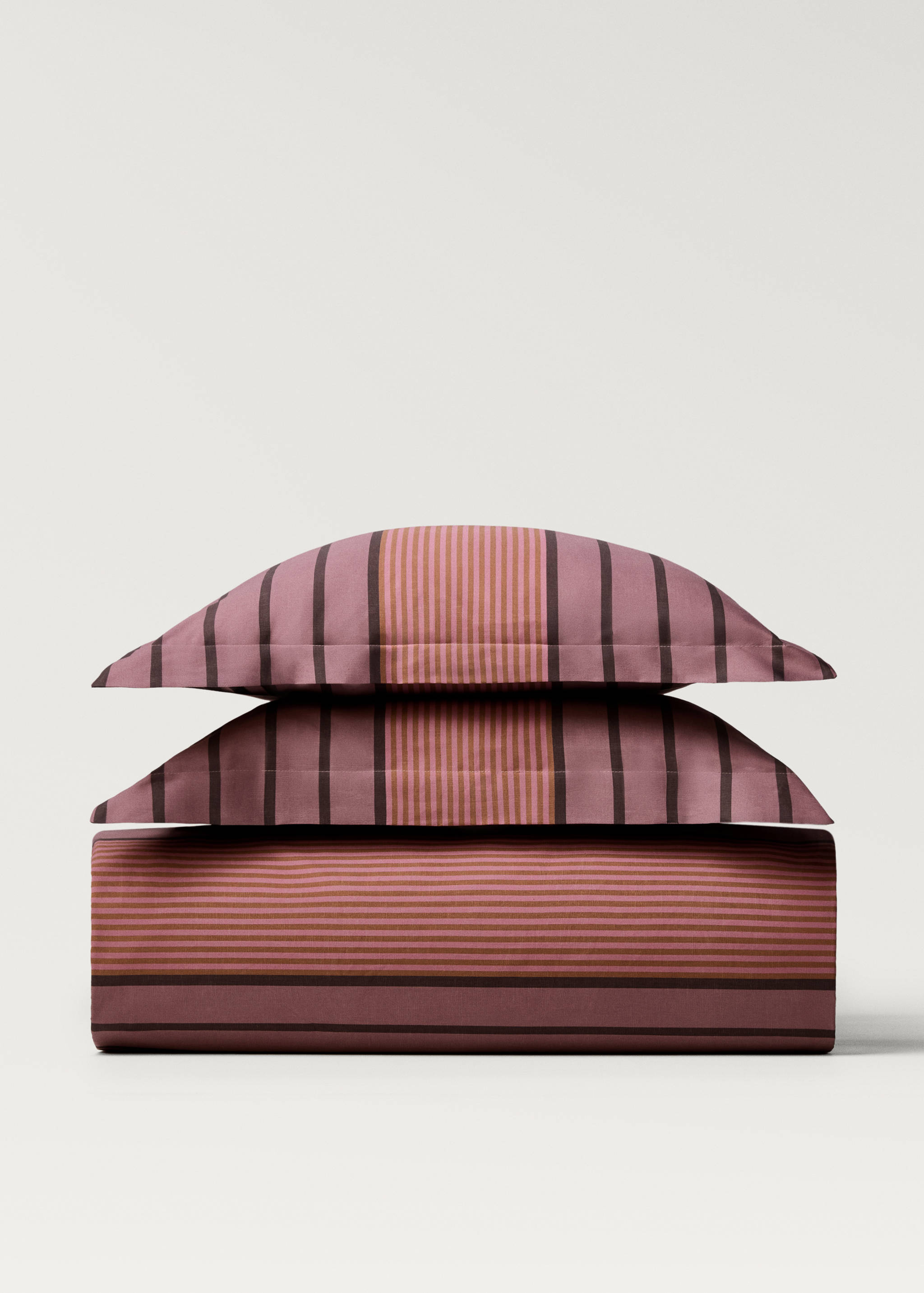 Percale cotton multi-striped duvet cover Single bed - Article without model