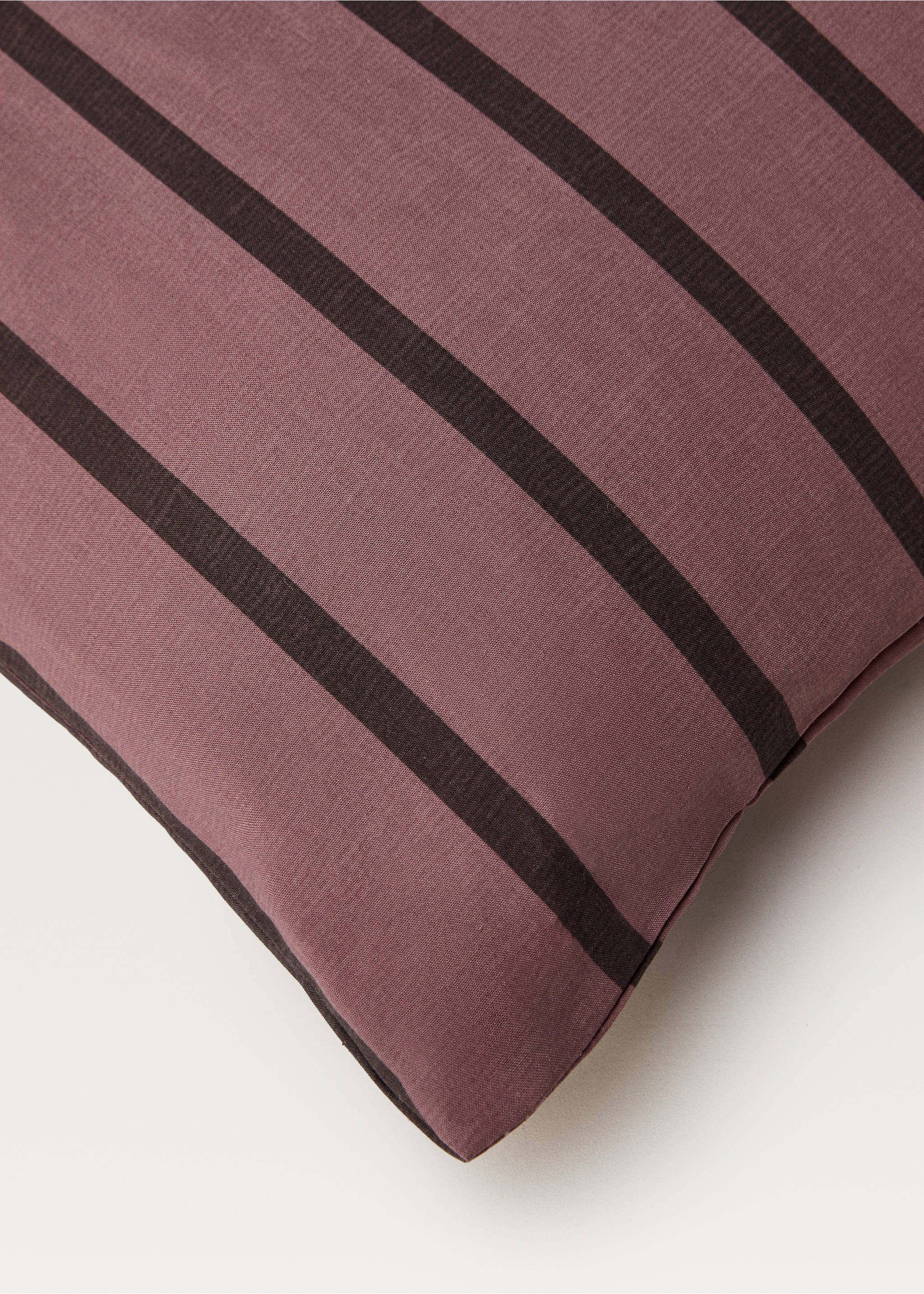 Percale cotton multi-striped duvet cover Single bed - Details of the article 1, Pink. Ref: 87012938-00.