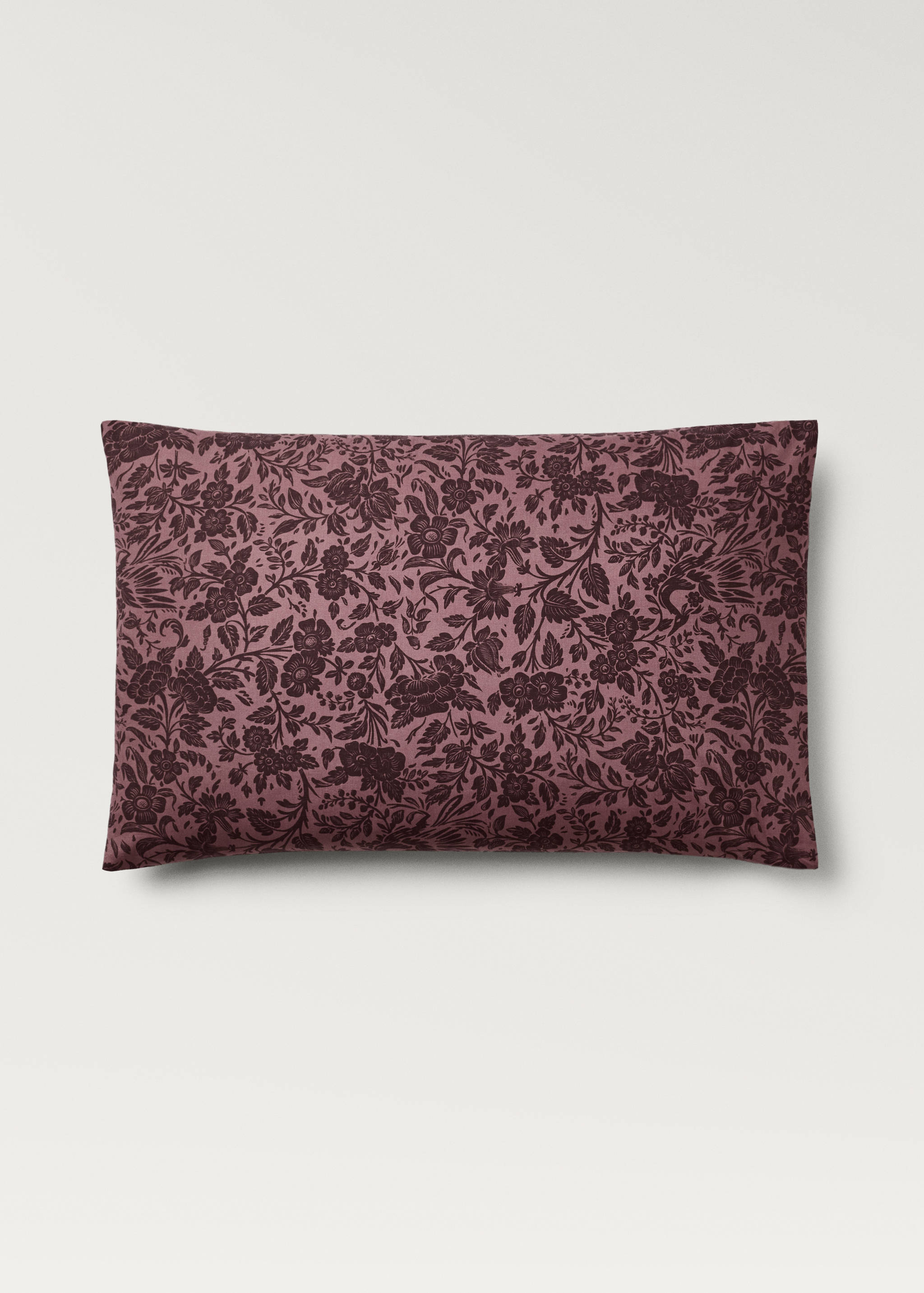 Two cotton percale two-tone floral-print pillowcases 50x75 cm - Article without model