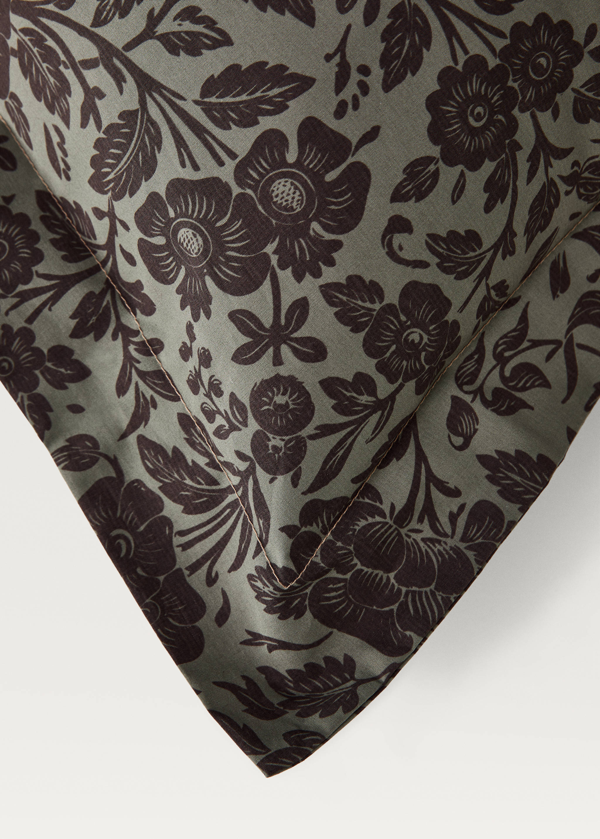 Zwei Kopfkissenbezüge aus Baumwoll-Perkal mit zweifarbigem Blumenmuster, 60 x 60 cm - Detail des Artikels 1