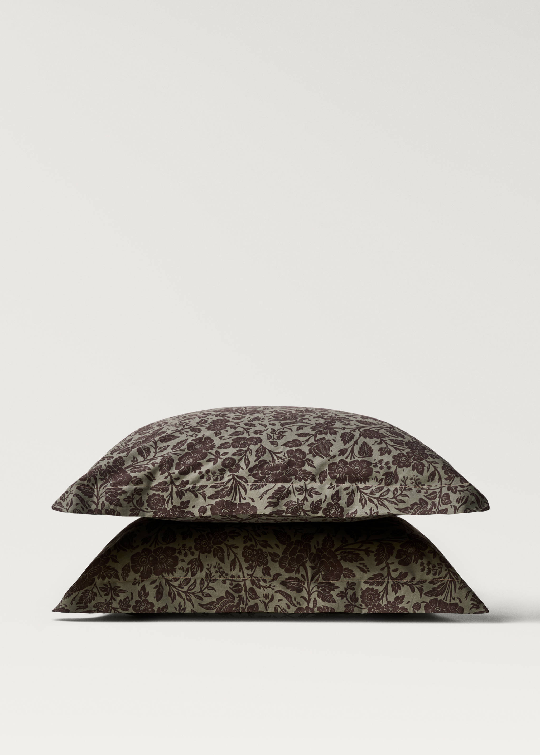 Zwei Kopfkissenbezüge aus Baumwoll-Perkal mit zweifarbigem Blumenmuster, 60 x 60 cm - Detail des Artikels 3