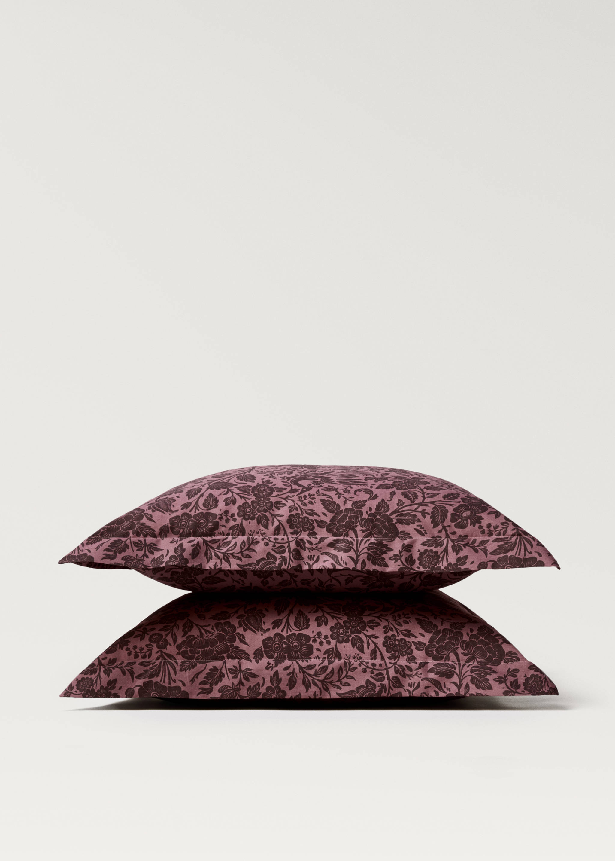 Zwei Kopfkissenbezüge aus Baumwoll-Perkal mit zweifarbigem Blumenmuster, 60 x 60 cm - Detail des Artikels 3
