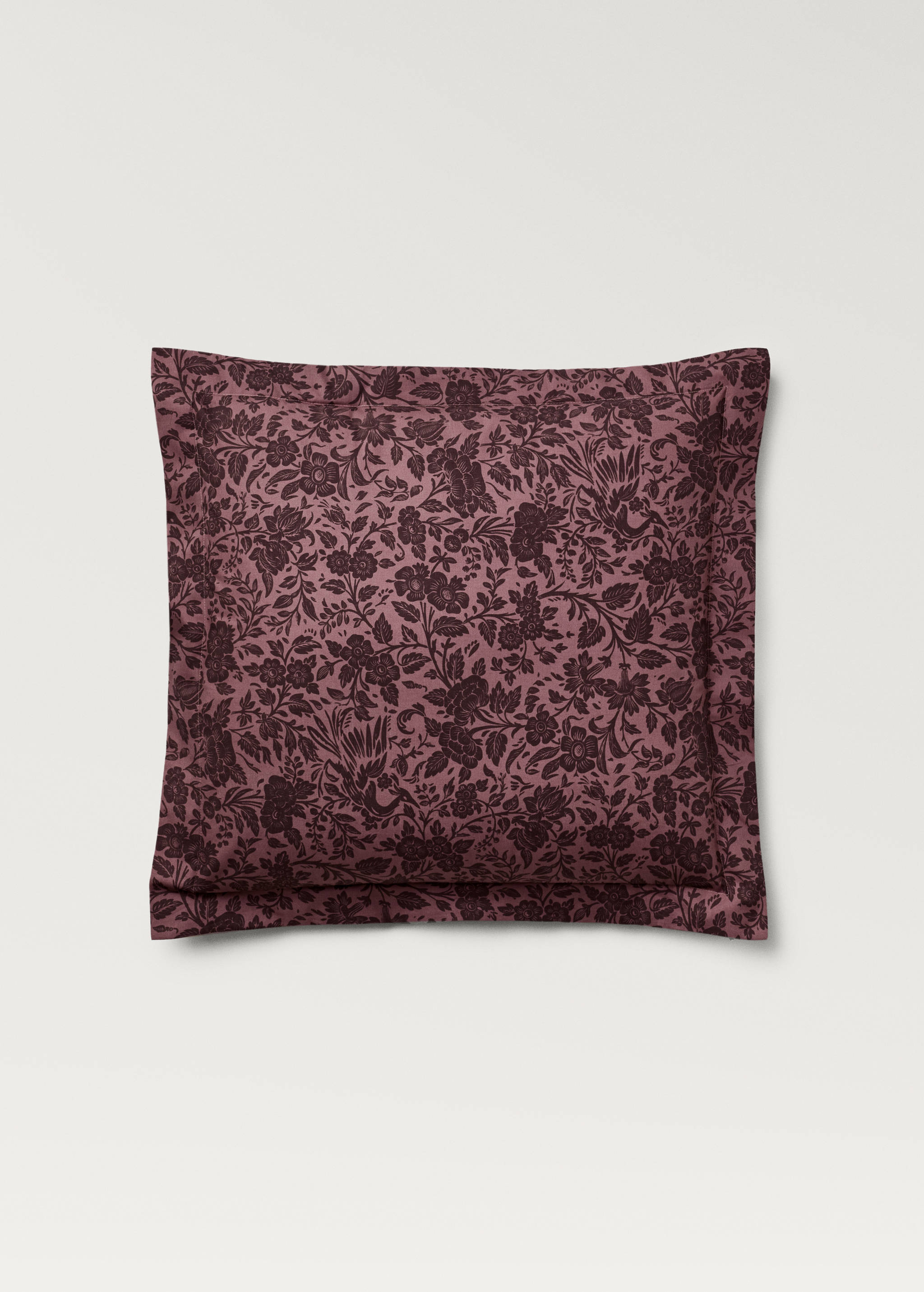 Two cotton percale two-tone floral-print pillowcases 60x60 cm - Article without model
