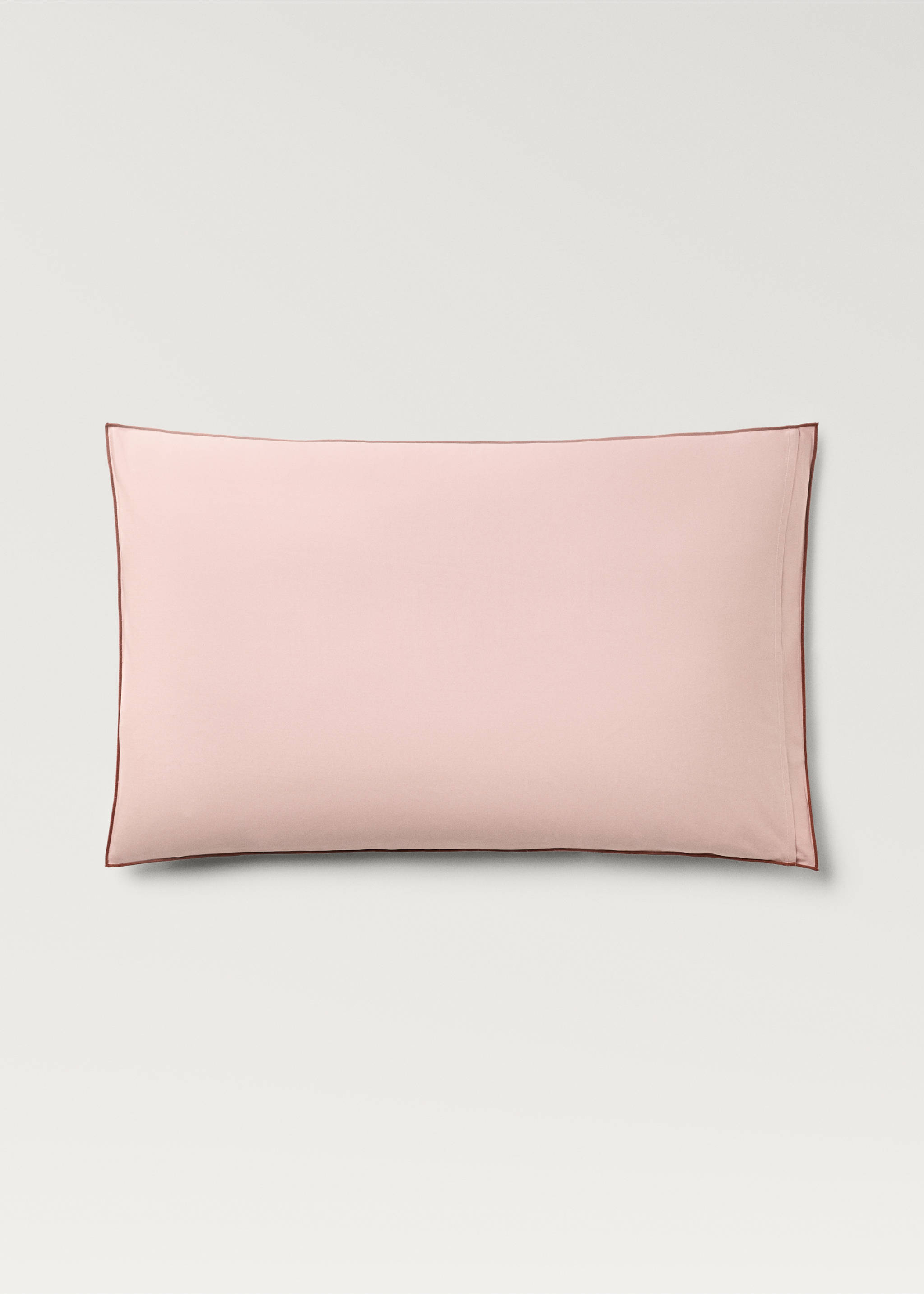 Two cotton percale reversible pillowcases 50x75 cm - Details of the article 1, Pink. Ref: 87012956-00.