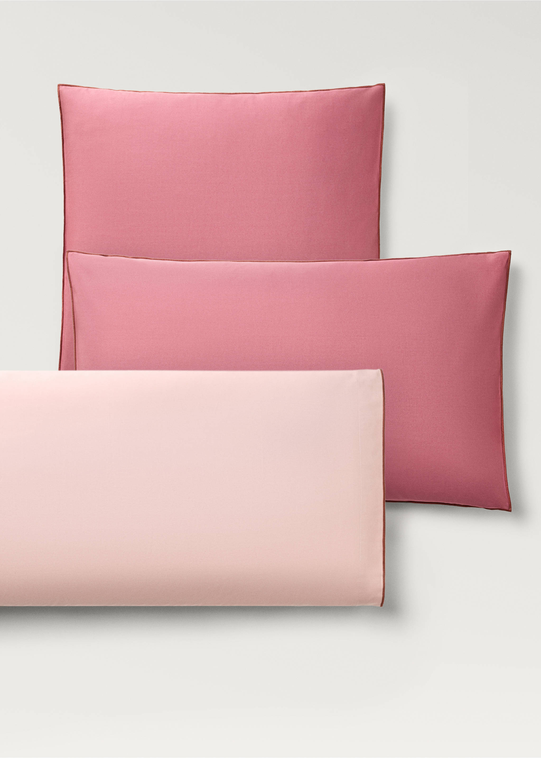 Two cotton percale reversible pillowcases 50x75 cm - Details of the article 5, Pink. Ref: 87012956-00.