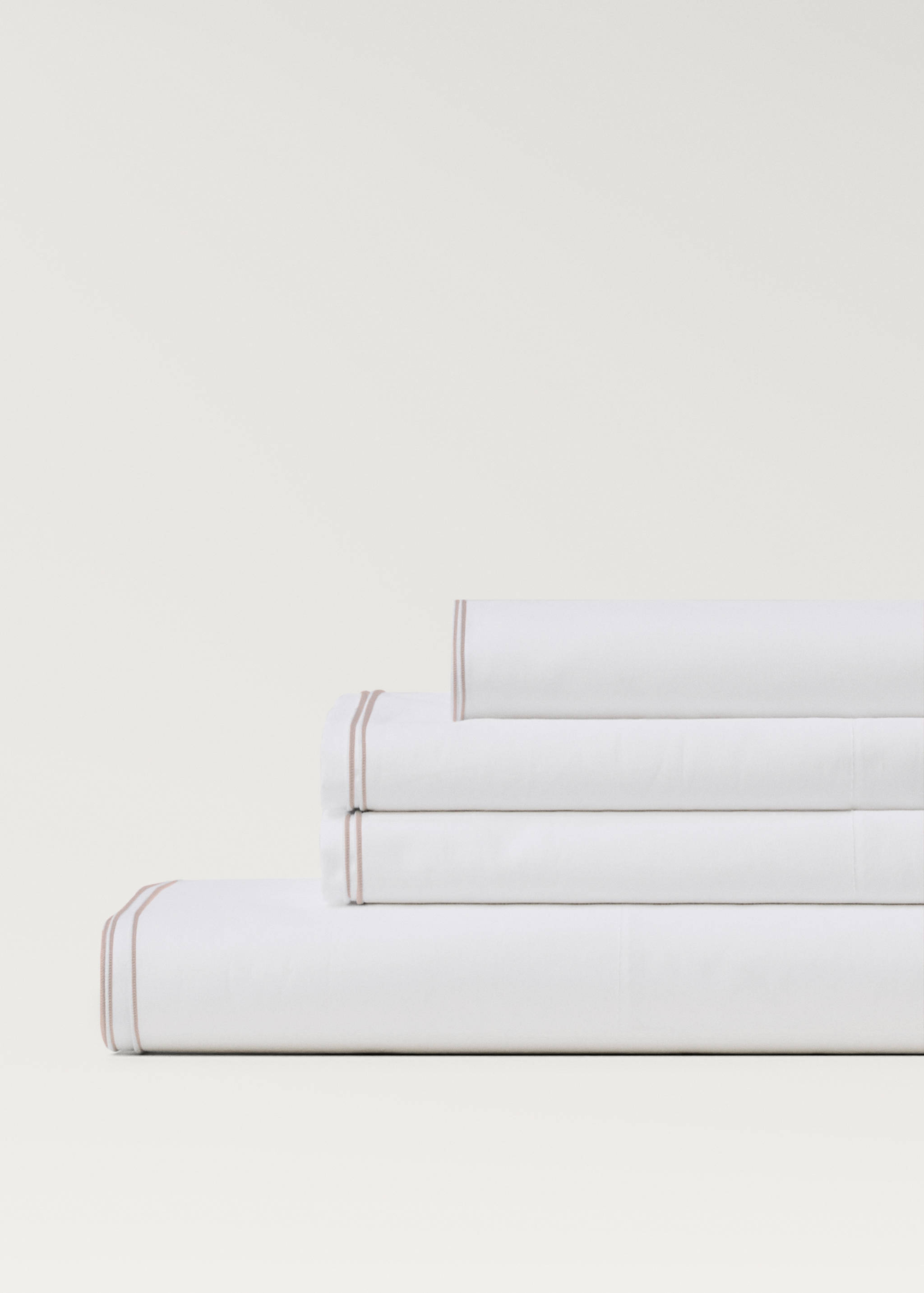 Baumwollperkal-Bettlaken mit Doppel-Overlock für Bett 150/160 cm - Detail des Artikels 1
