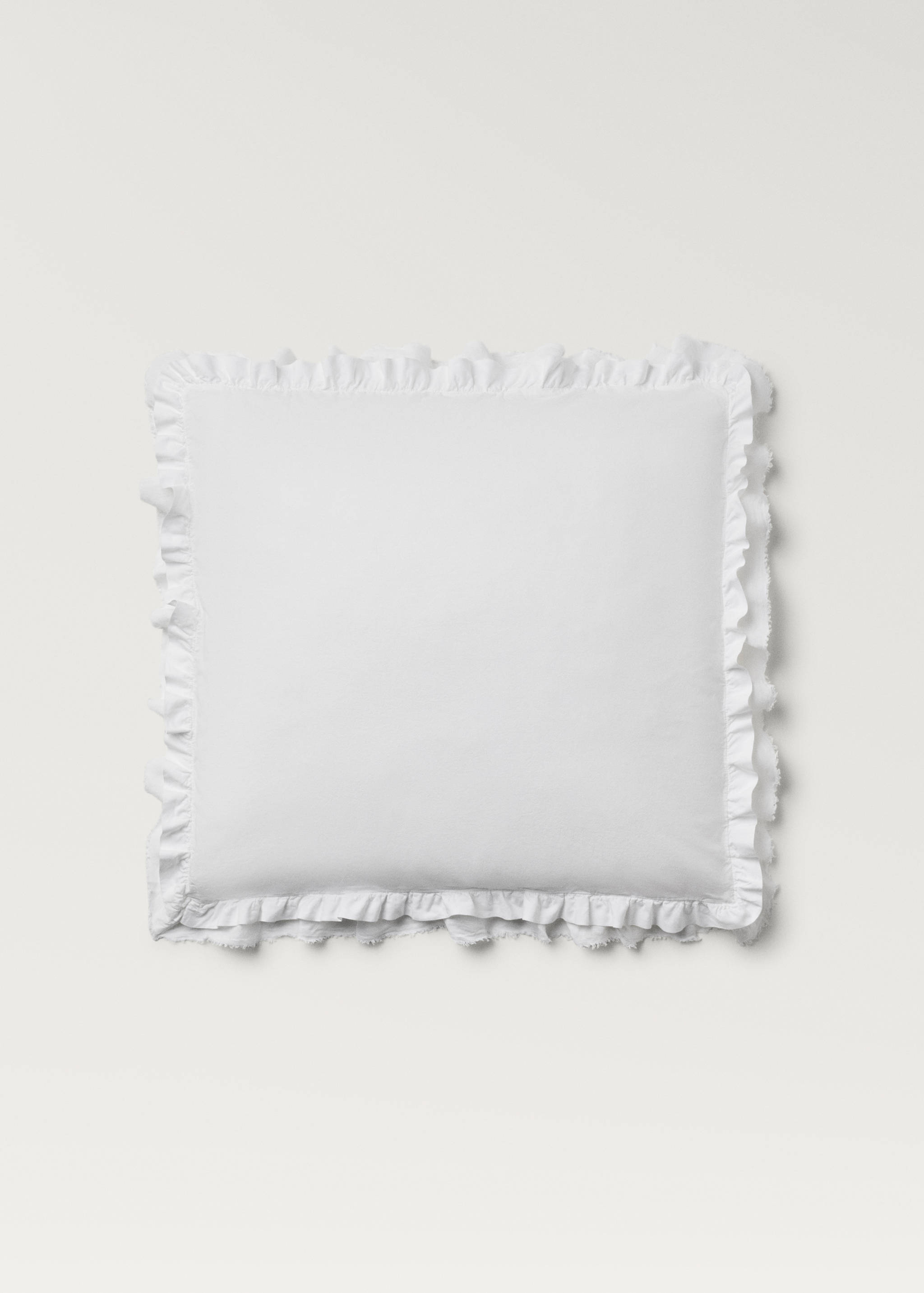 Duas capas de almofada de algodão lavado com folho de linho 60x60 cm - Artigo sem modelo