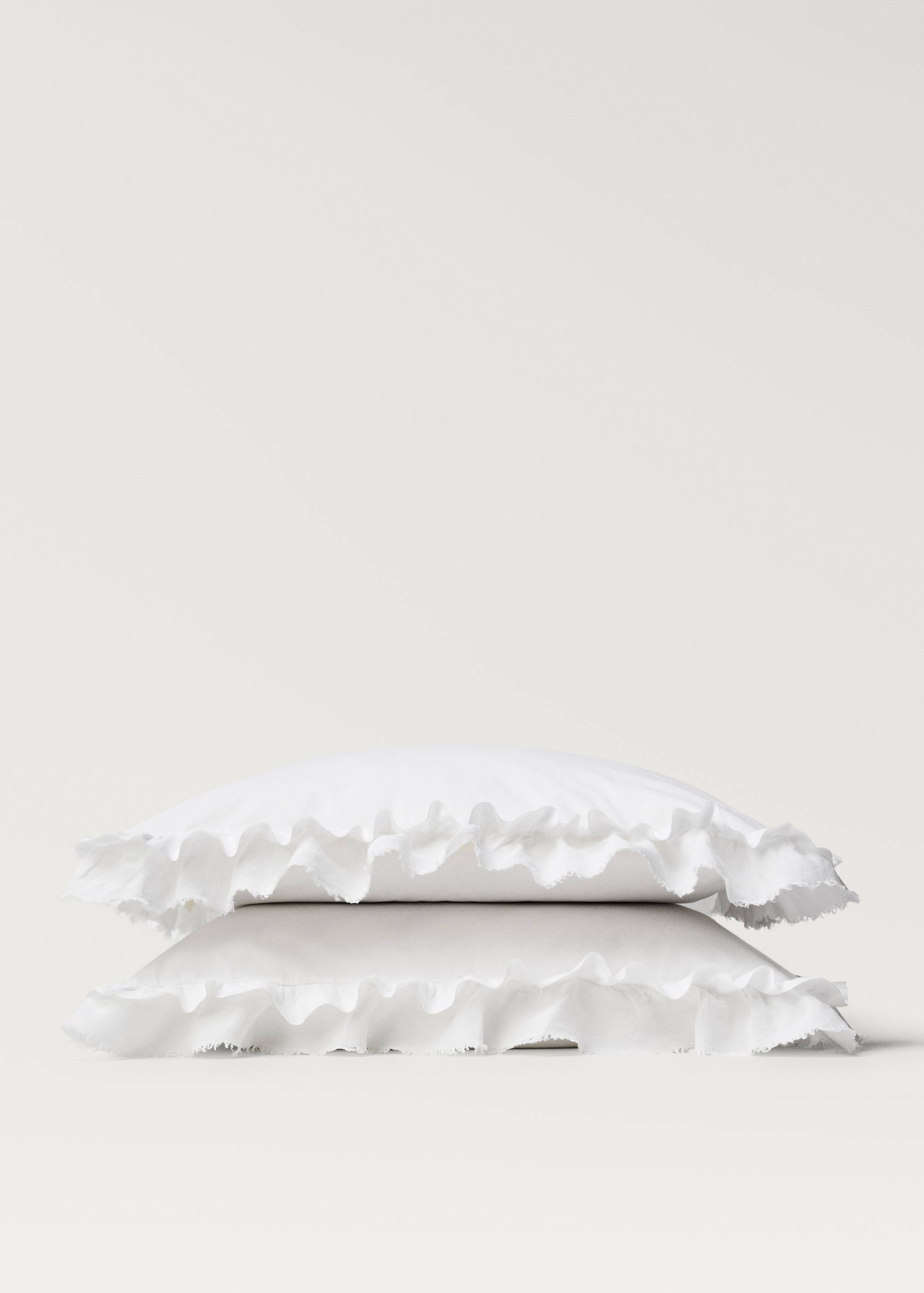 Duas capas de almofada de algodão lavado com folho de linho 60x60 cm - Pormenor do artigo 1