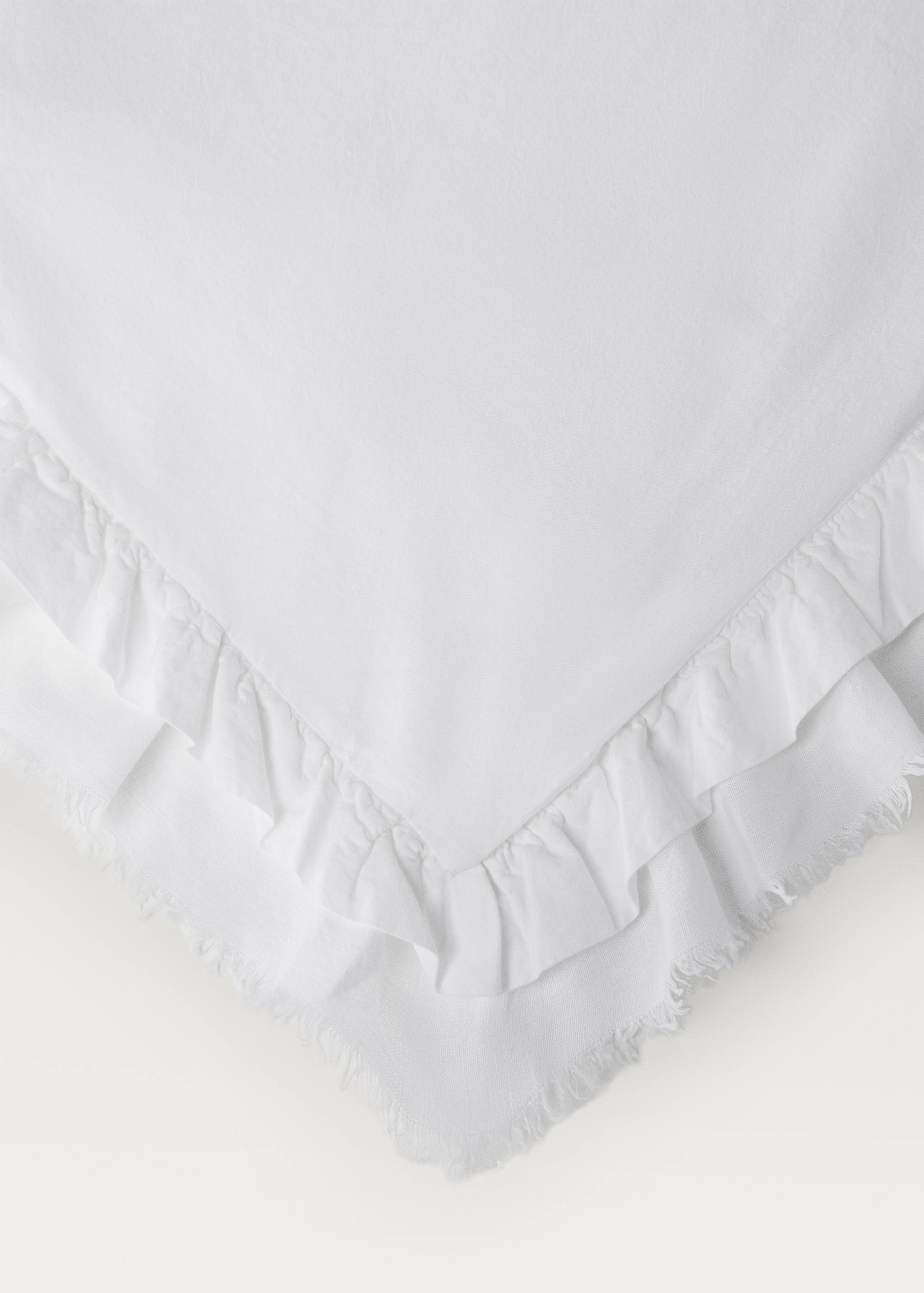 Washed cotton duvet cover with linen ruffle Single bed - Details of the article 1