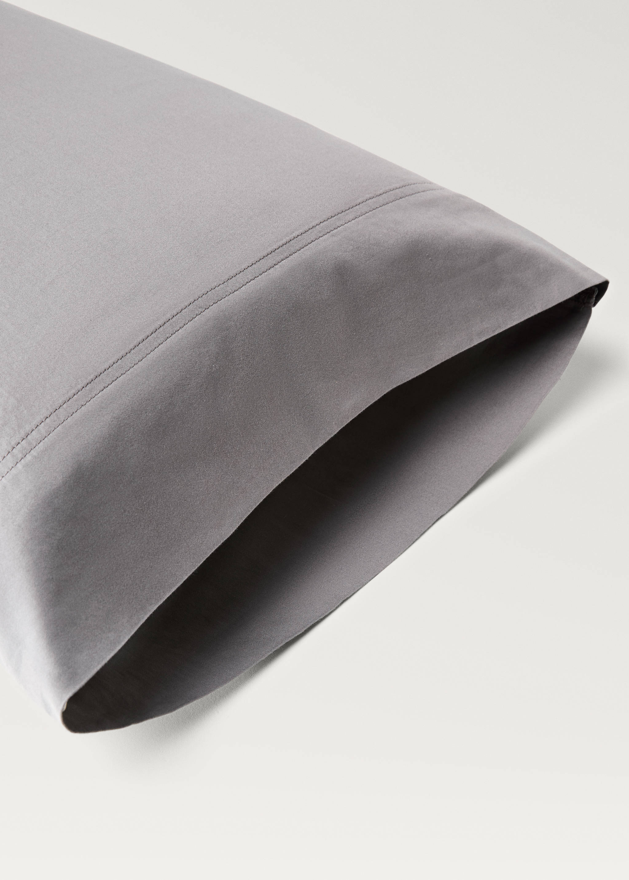 Housse d’oreiller coton satin lavé double surpiqûre 45x110 cm - Détail de l'article 1