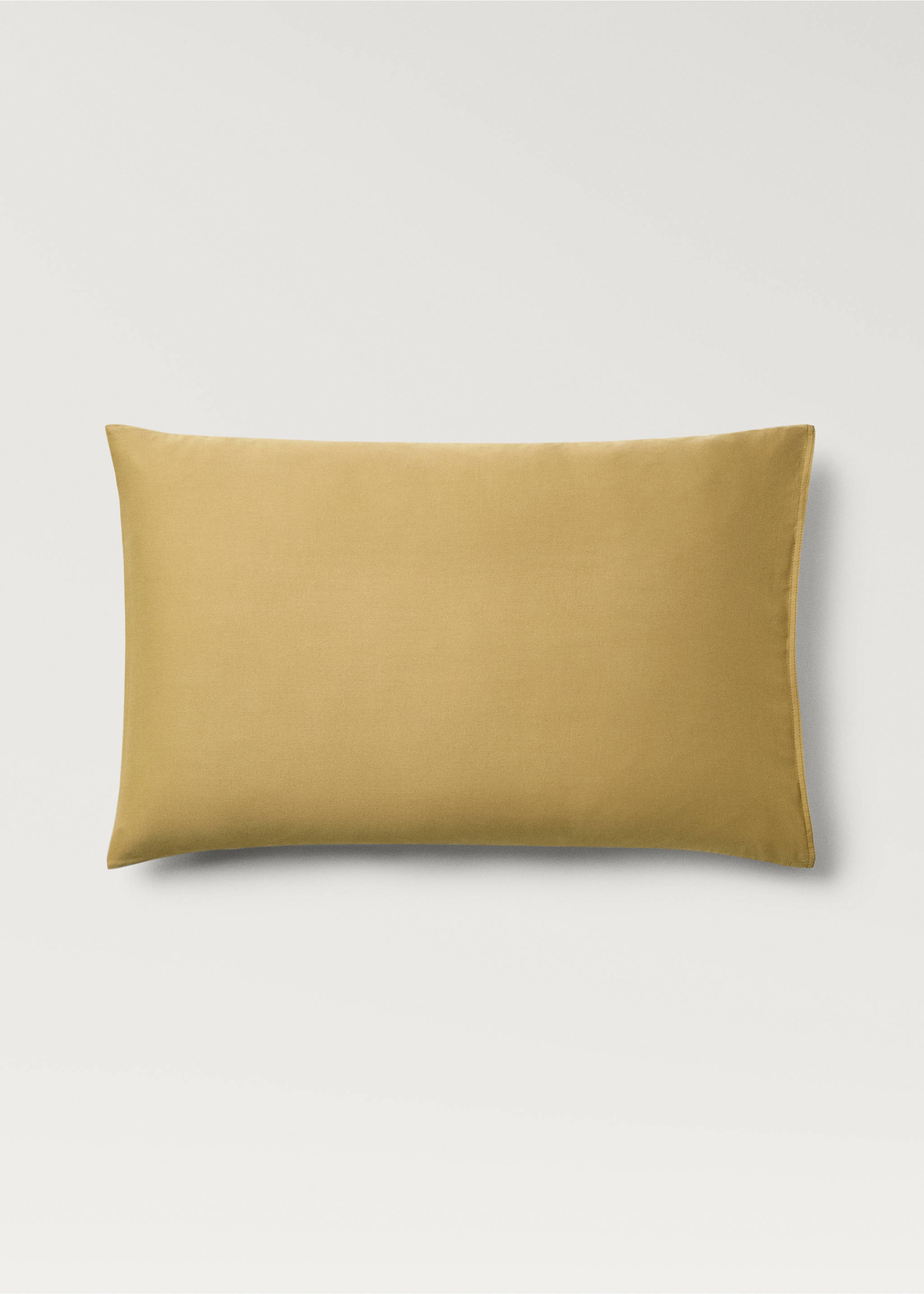 Két mosott szatén pamut párnahuzat dupla varrással, 50x75 cm - Termék modell nélkül, Okker. Ref: 87013027-00.