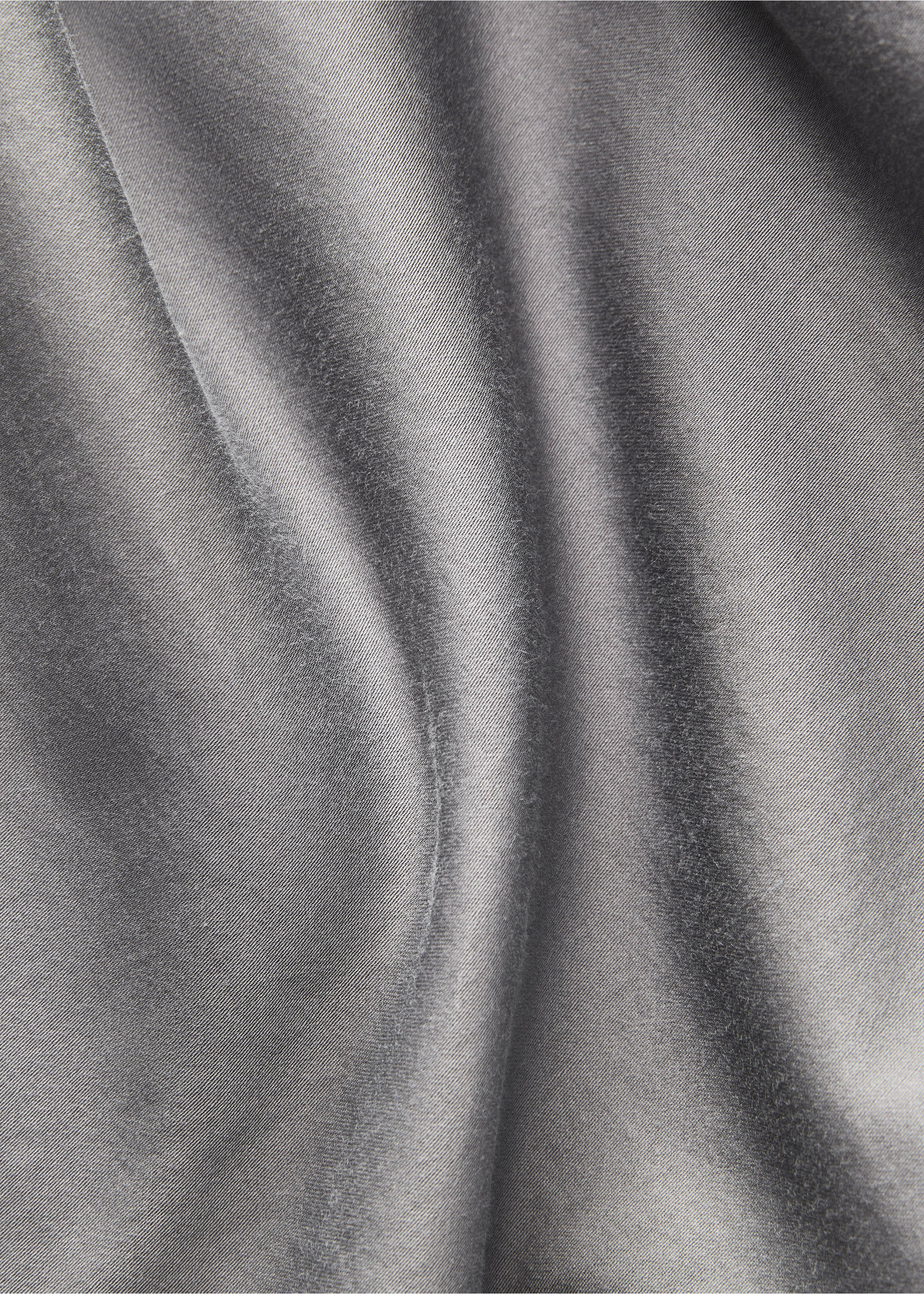 Washed cotton satin double-stitched top sheet for 180/200 cm bed - Details of the article 2, Medium Grey. Ref: 87013029-00.