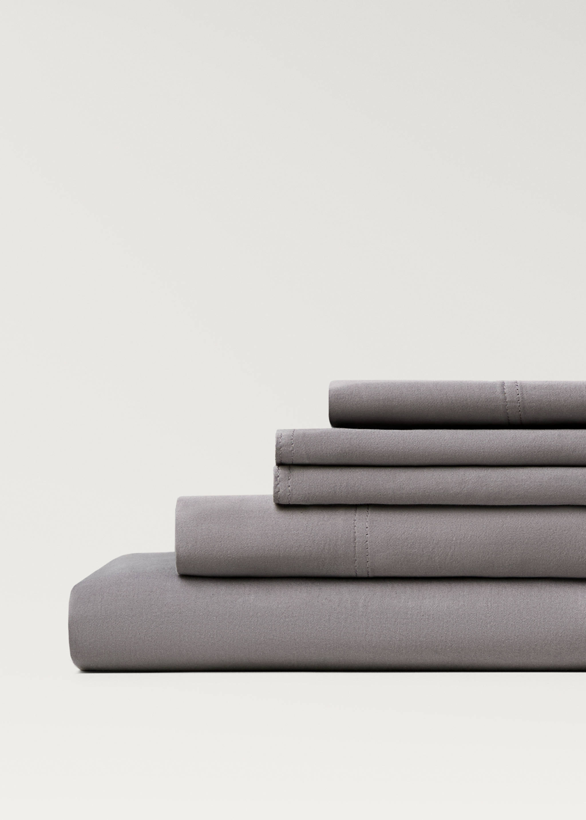 Baumwollsatin-Bettlaken, gewaschen, Doppelsteppstich, Bett 180/200 cm - Detail des Artikels 3