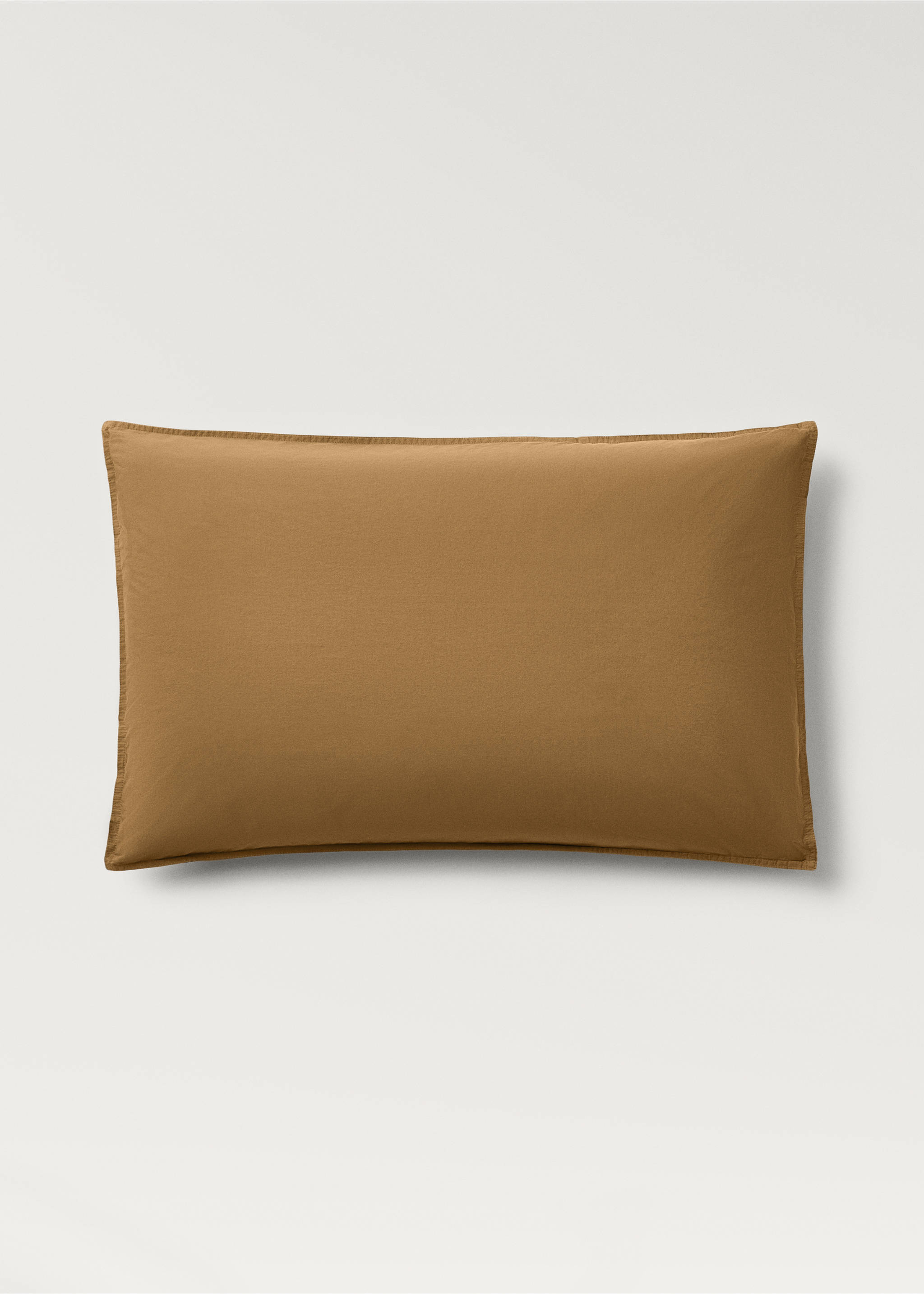 Two cotton poplin double-stitched pillowcases 50x75 cm - Article without model, Caramel. Ref: 87013030-00.