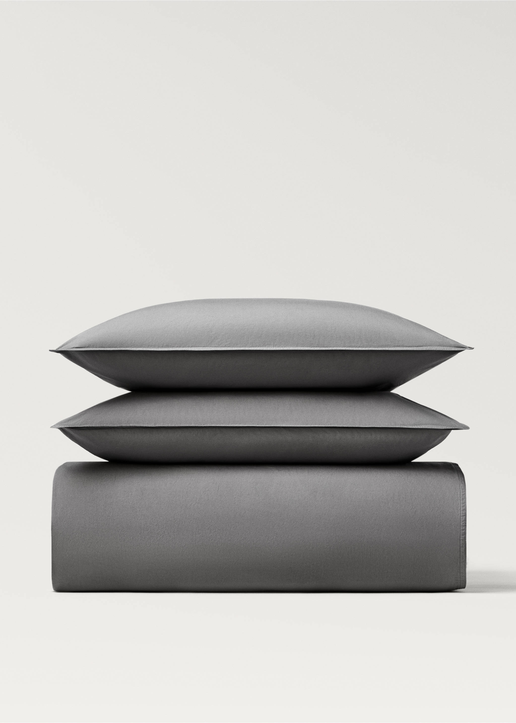 Funda nòrdica cotó popelín doble repunt llit 180/200 cm - Article sense model, Gris mitjà. Ref: 87013044-00.