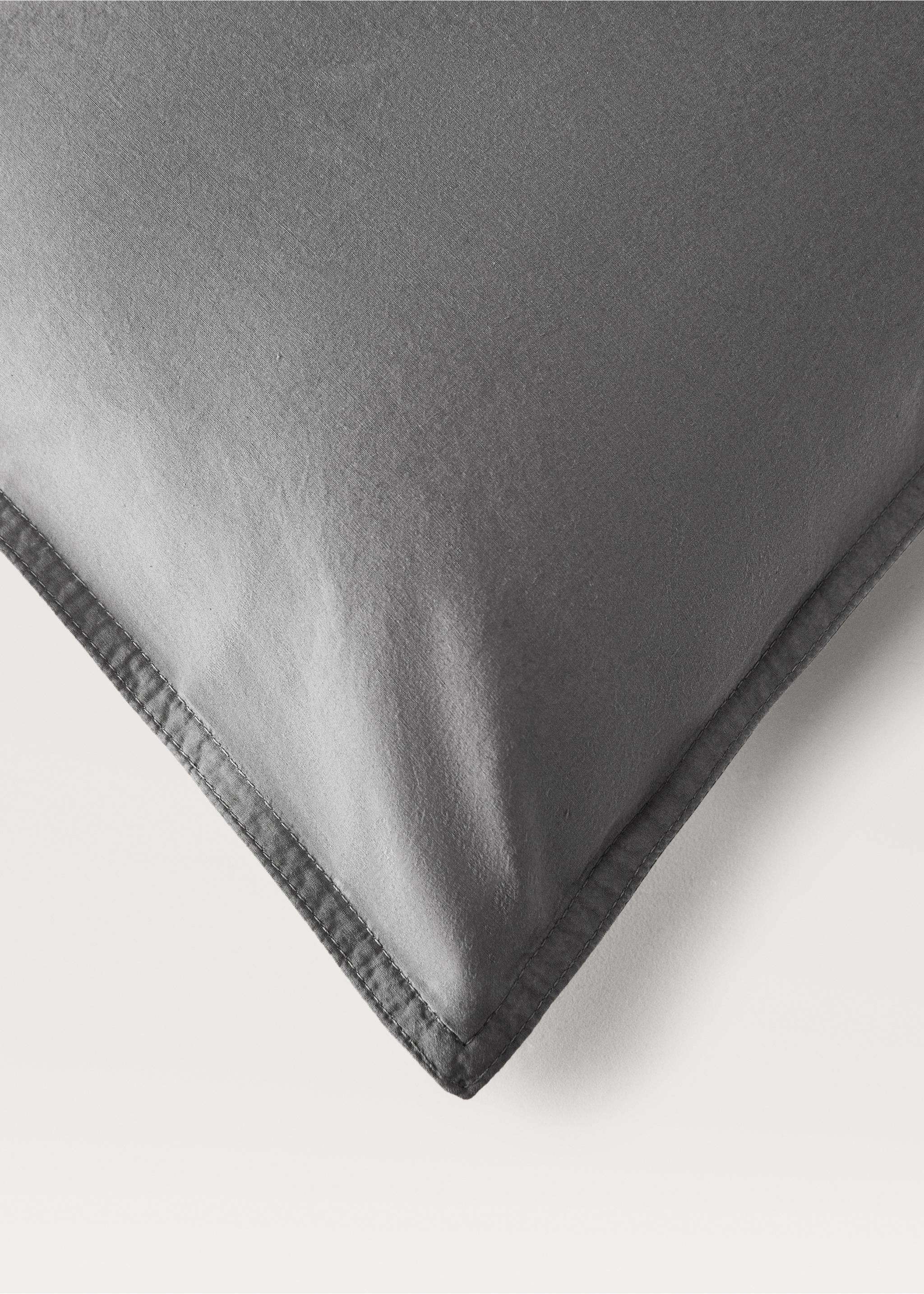 Funda nòrdica cotó popelín doble repunt llit 180/200 cm - Detall de l'article 3, Gris mitjà. Ref: 87013044-00.