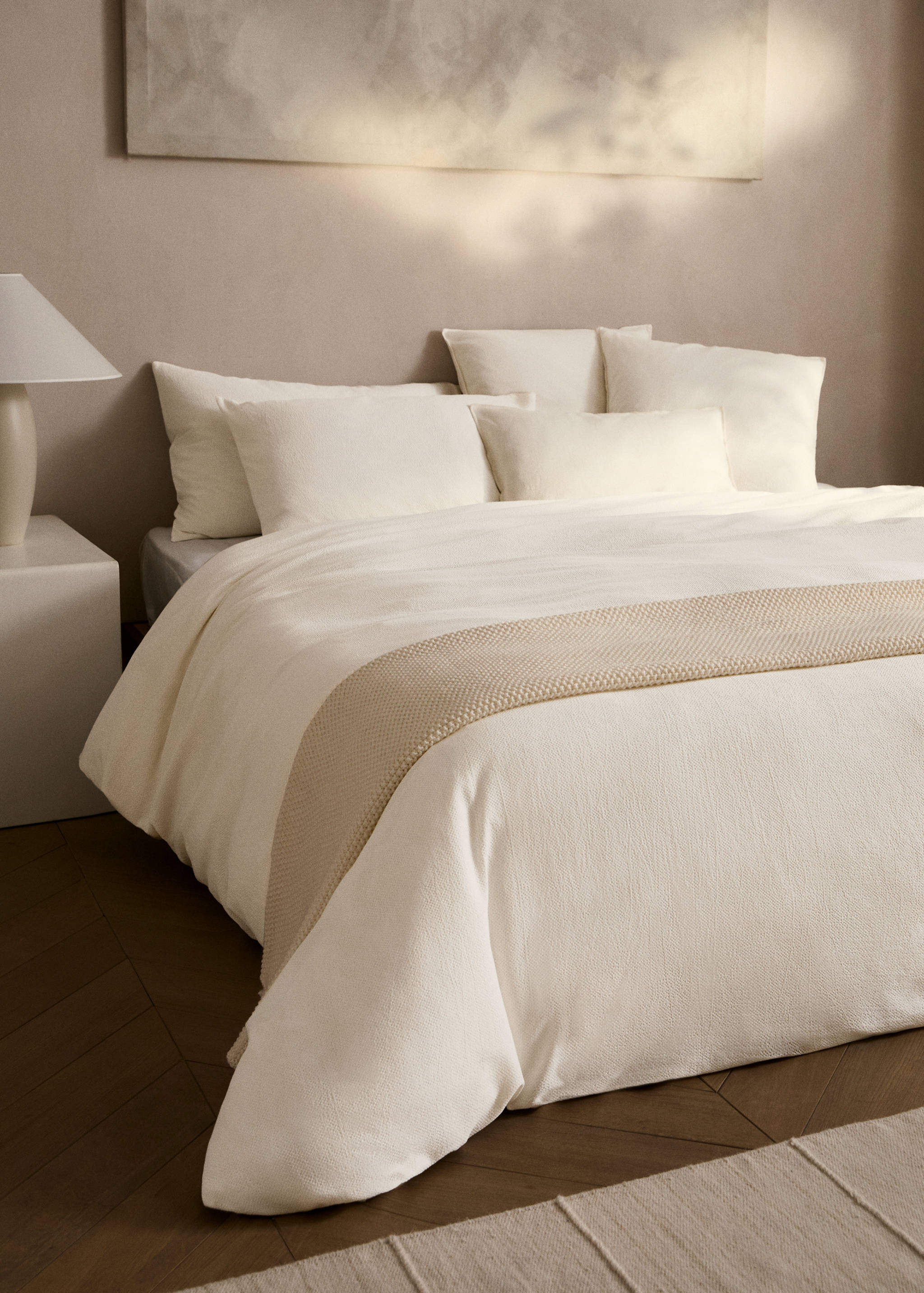 Percale cotton textured duvet cover Single bed - General plane