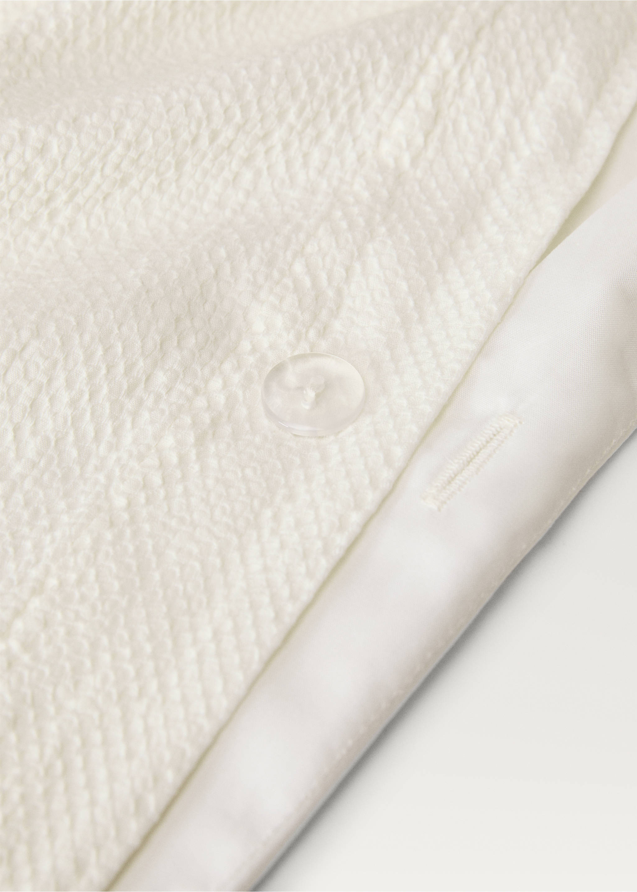 Percale cotton textured duvet cover Single bed - Details of the article 2, Ecru. Ref: 87013045-00.