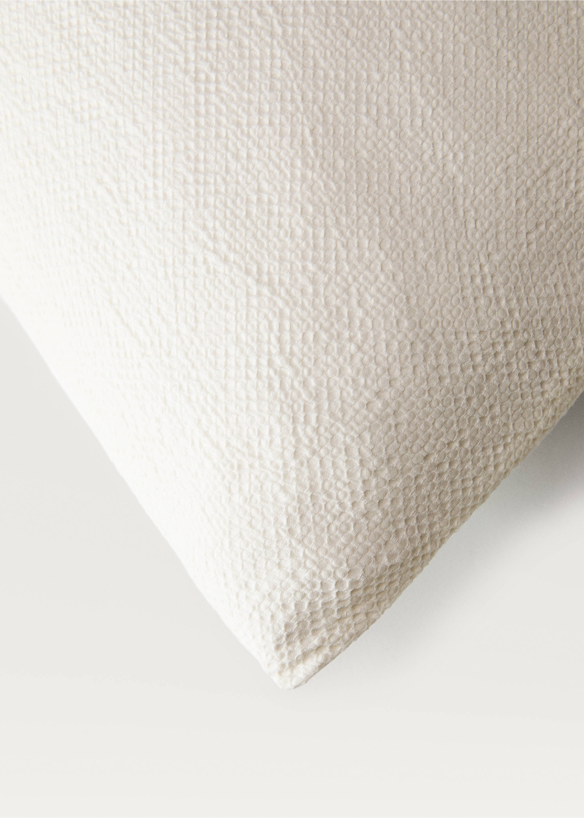 Percale cotton textured duvet cover Single bed - Details of the article 3, Ecru. Ref: 87013045-00.
