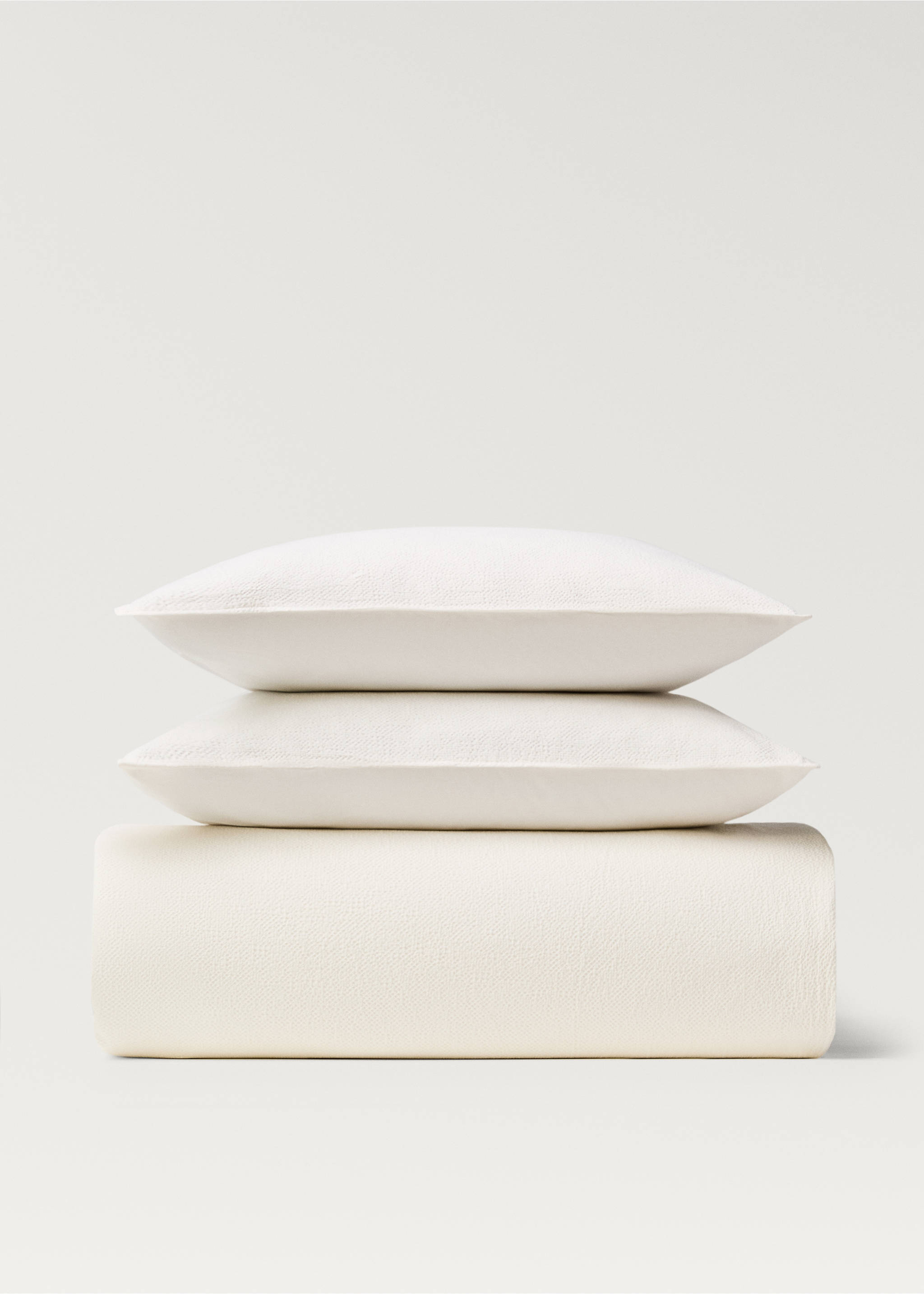 Percale cotton textured duvet cover Single bed - Article without model, Ecru. Ref: 87013045-00.