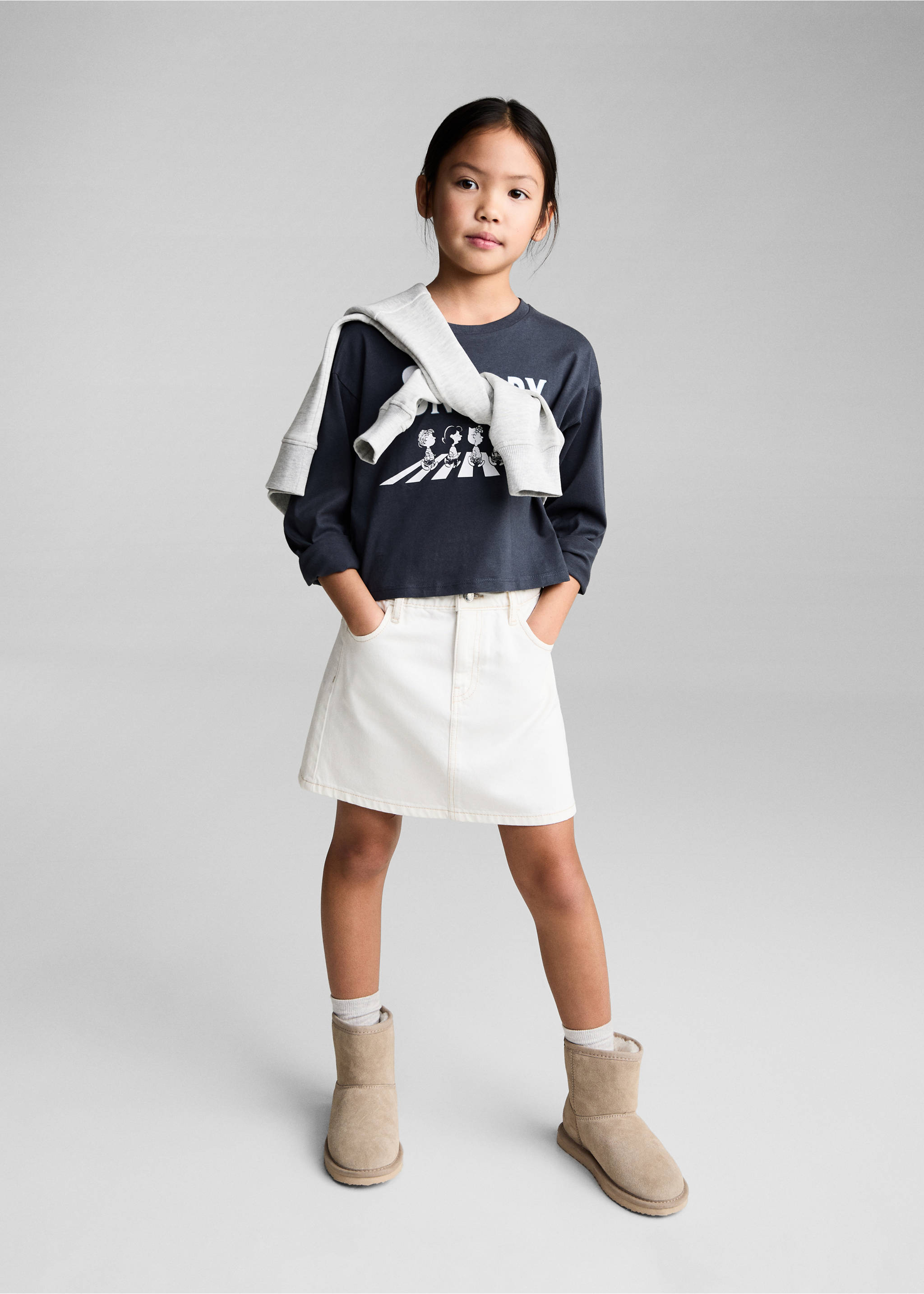 Denim mini-skirt - General plane, White. Ref: 87013271-00.