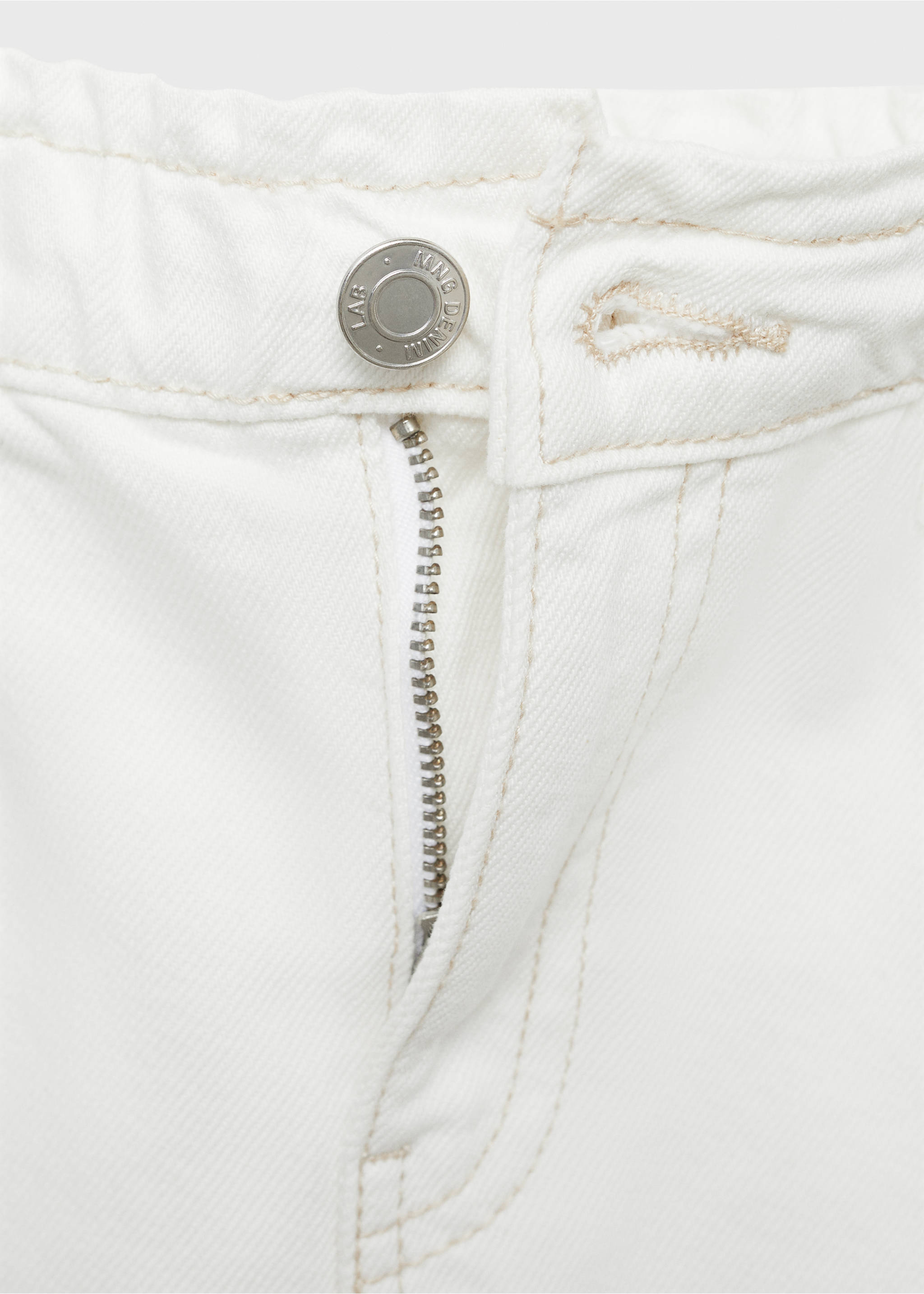 Denim mini-skirt - Details of the article 8, White. Ref: 87013271-00.
