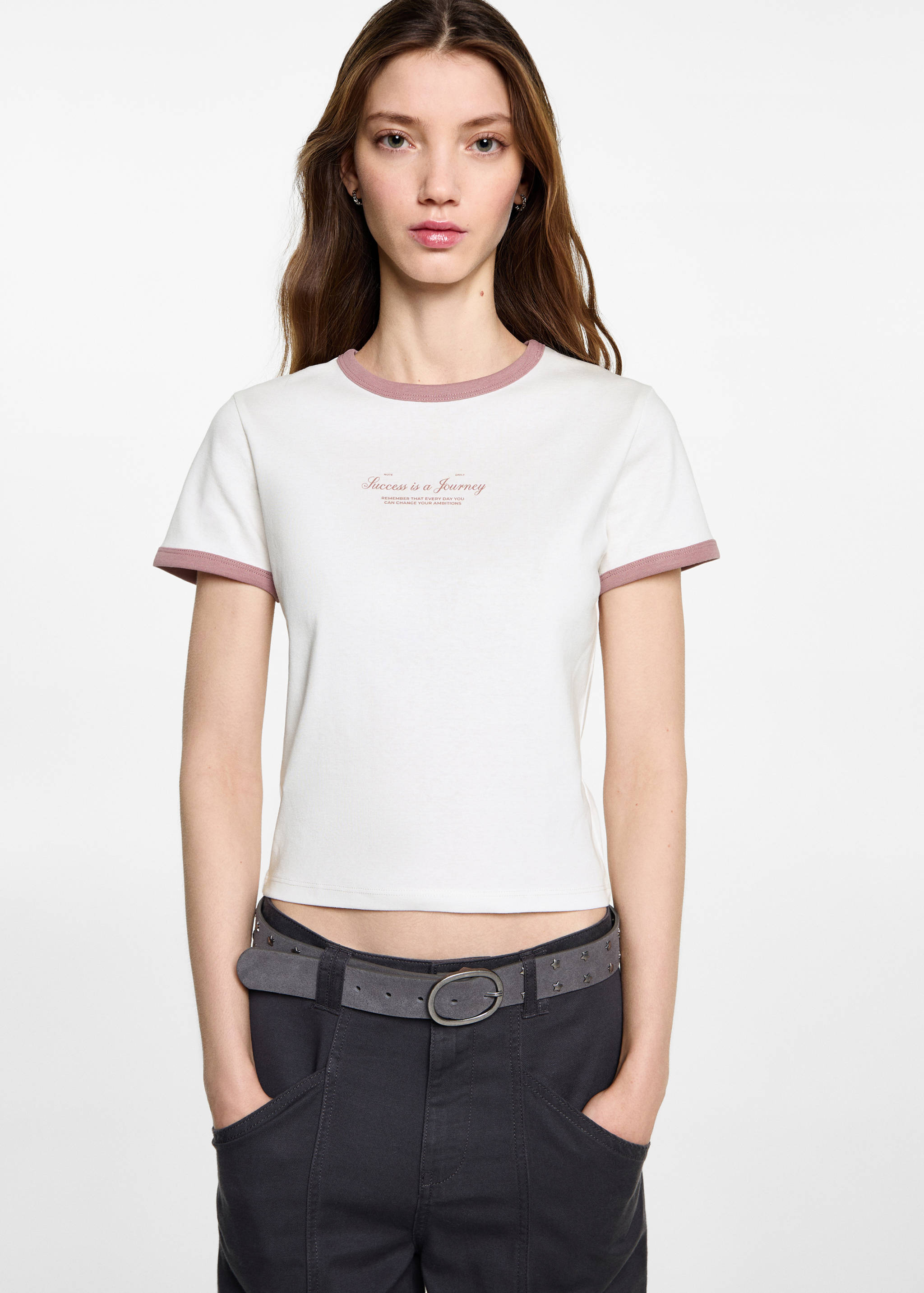 Message crop T-shirt - Medium plane, Off White. Ref: 87013278-00.