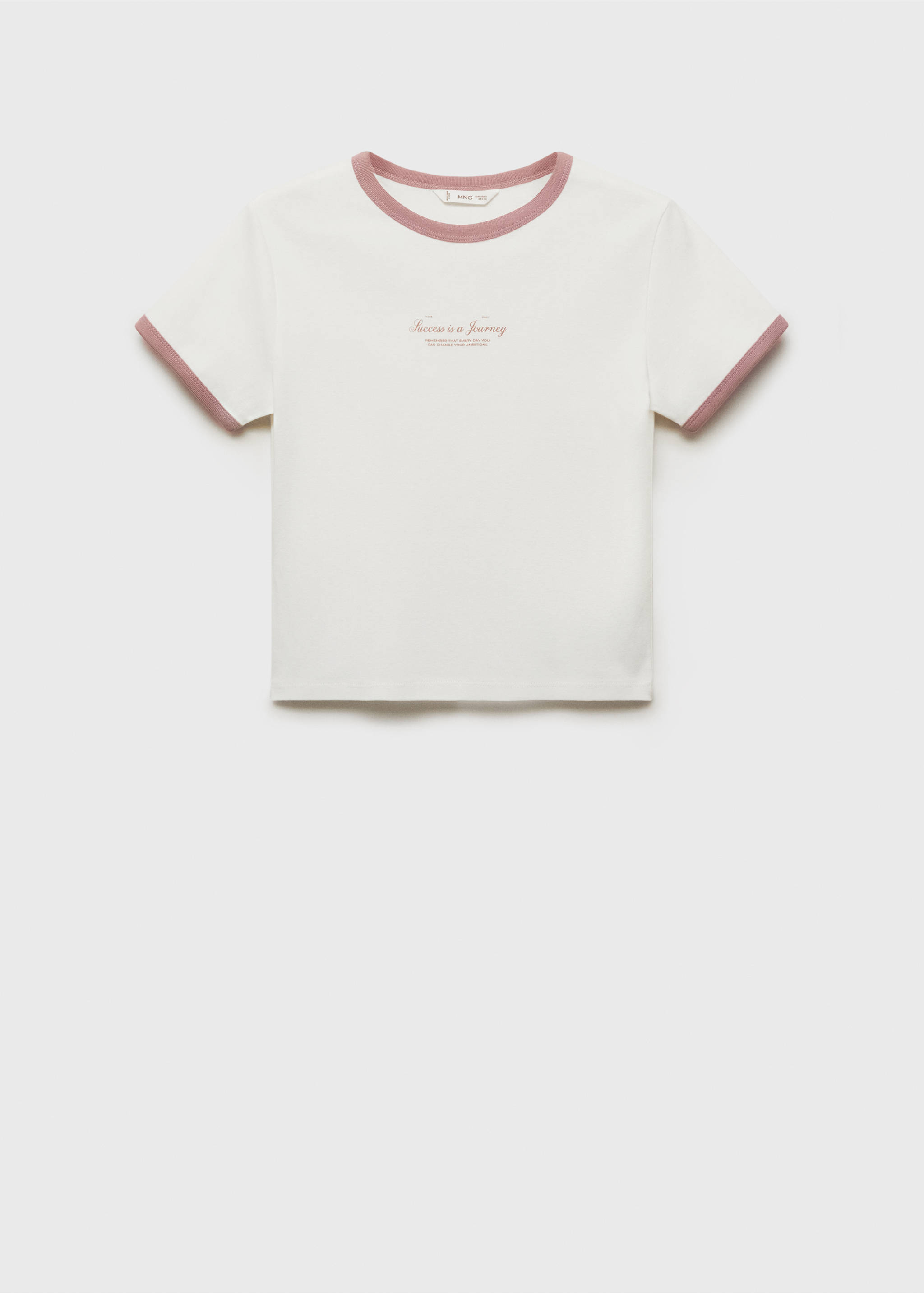 Camiseta crop mensaje - Artículo sin modelo, Blanco roto. Ref: 87013278-00.