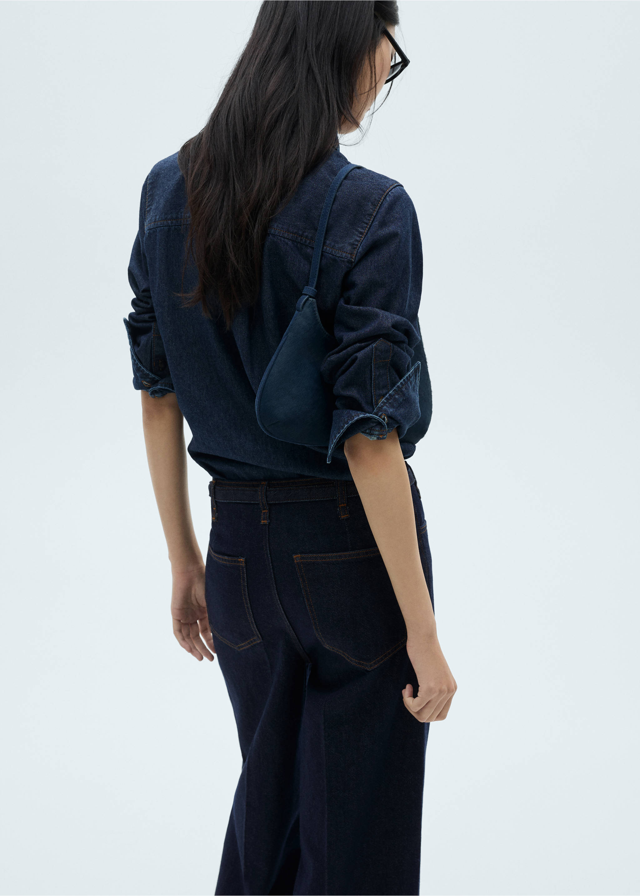 Wideleg-Rinse-Wash-Jeans mit Gürtel - Detail des Artikels 2, Blau. Ref: 87013282-00.