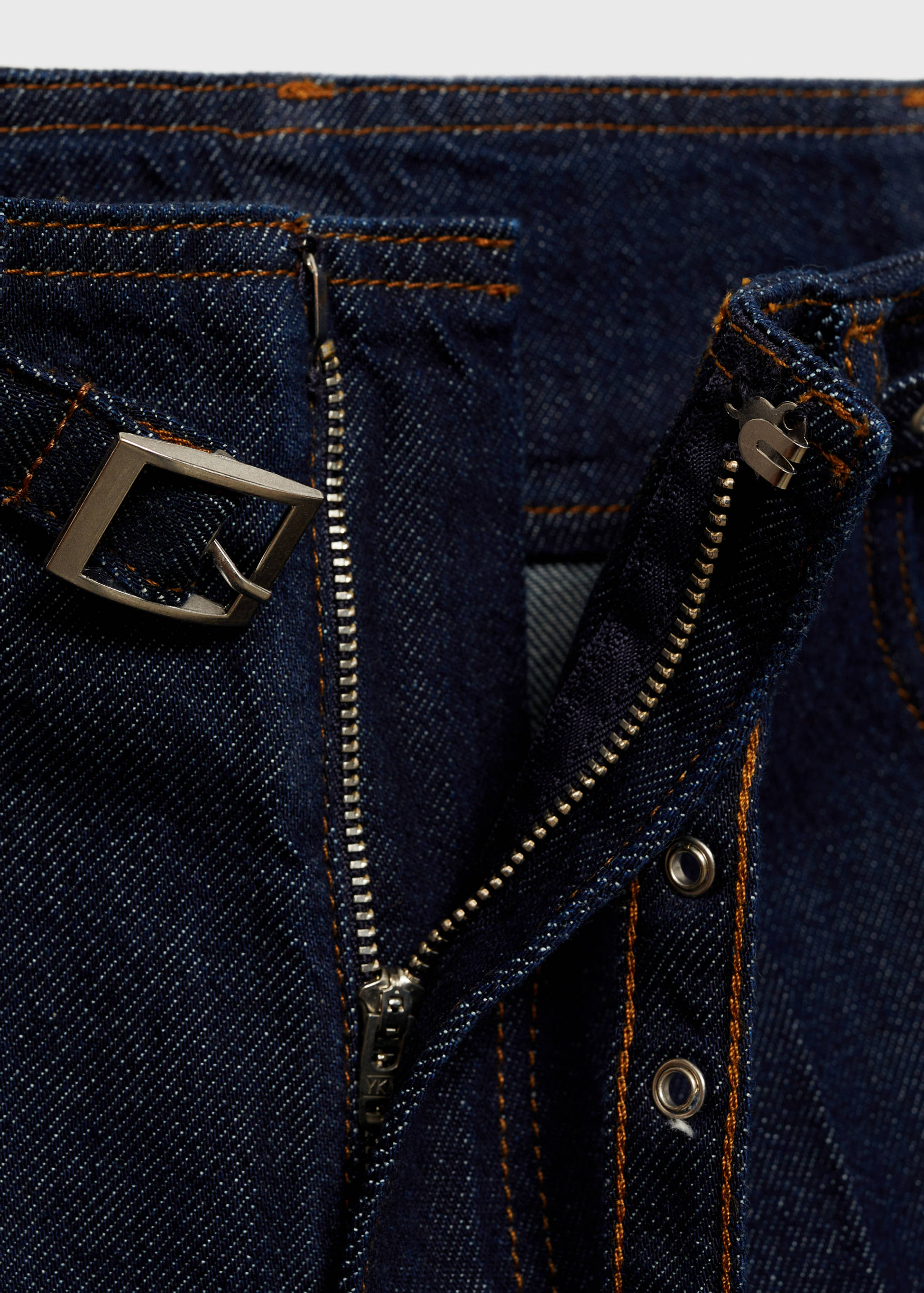 Rinse-wash wide leg jeans with belt - Details of the article 8