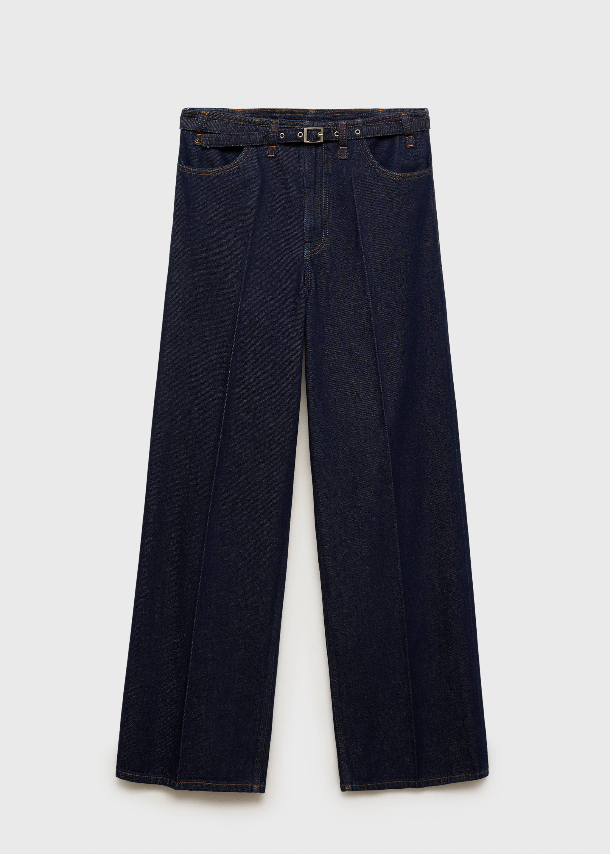 Wideleg-Rinse-Wash-Jeans mit Gürtel - Artikel ohne Model, Blau. Ref: 87013282-00.
