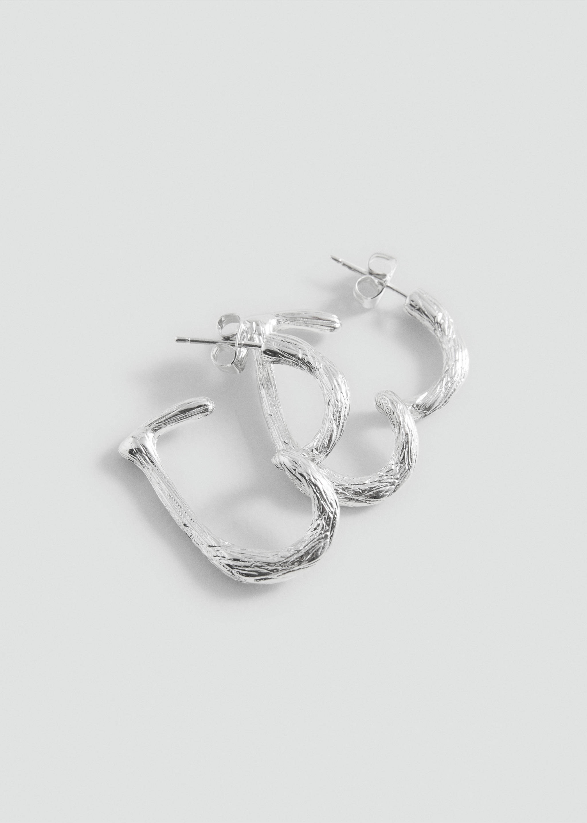 Heart-shape earrings - Medium plane, Silver. Ref: 87013297-00.
