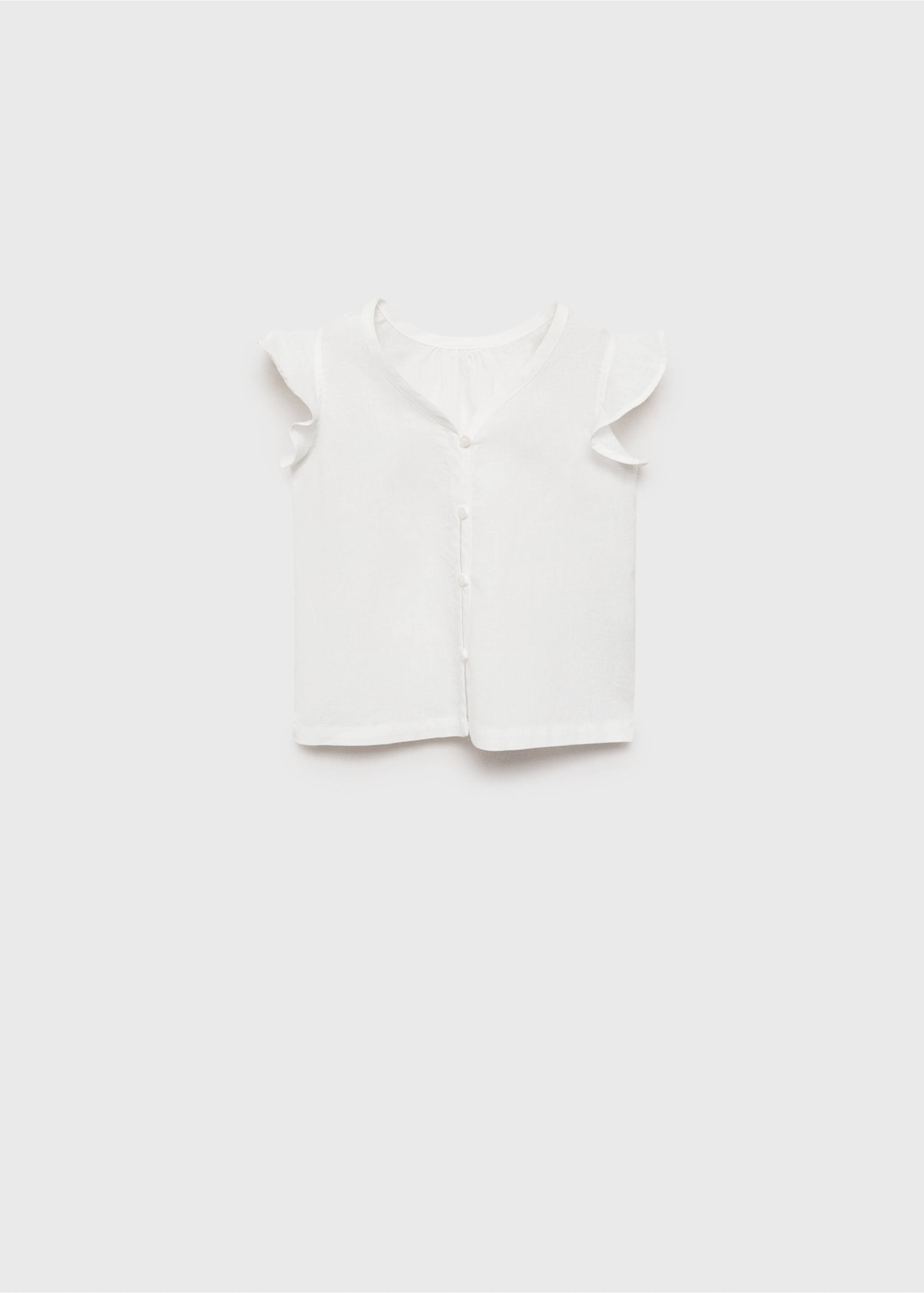 Linen-blend ruffled blouse - Article without model, White. Ref: 87013645-00.