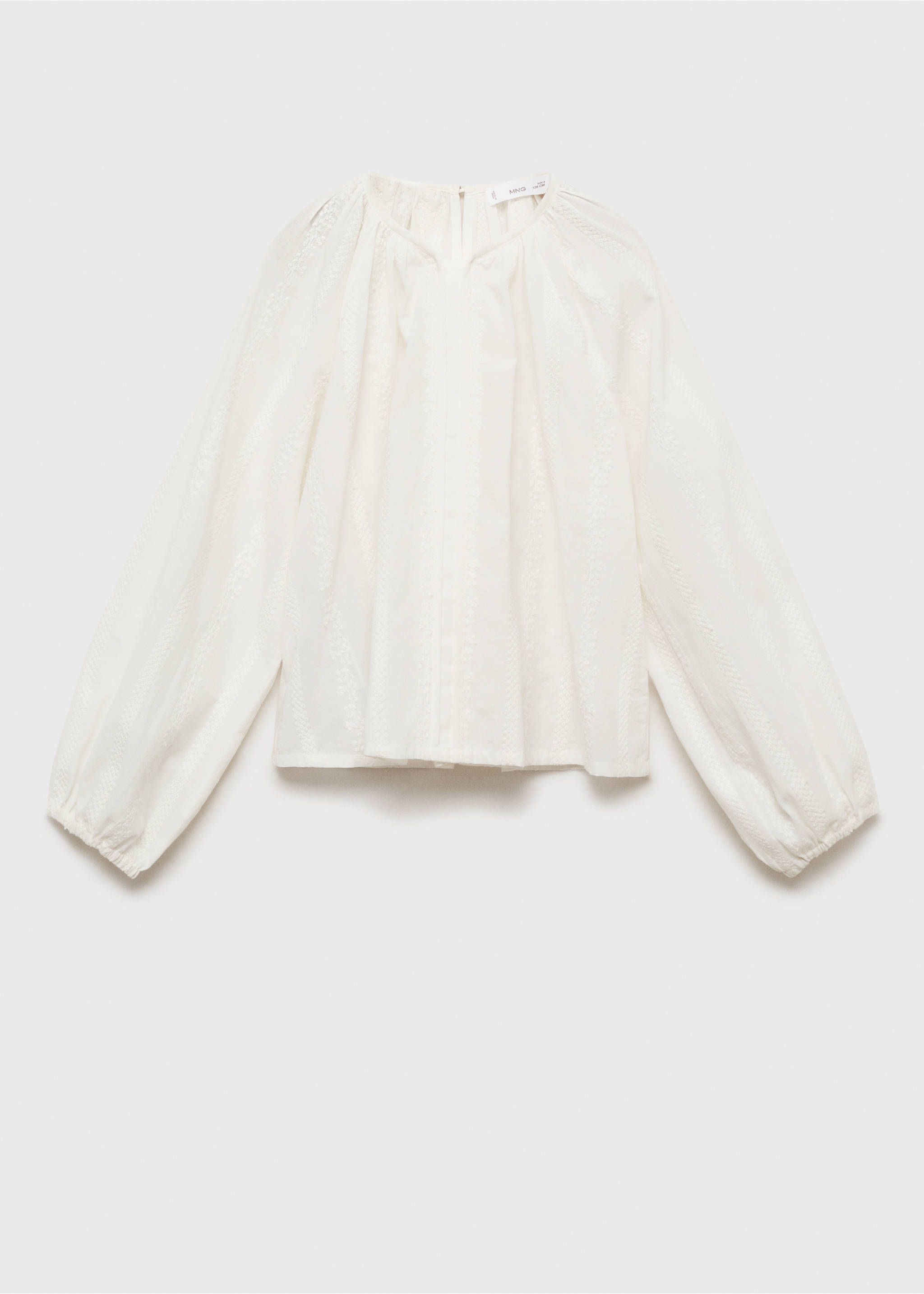 Blouse coton détails brodés - Article sans modèle, Blanc. Ref: 87013647-00.