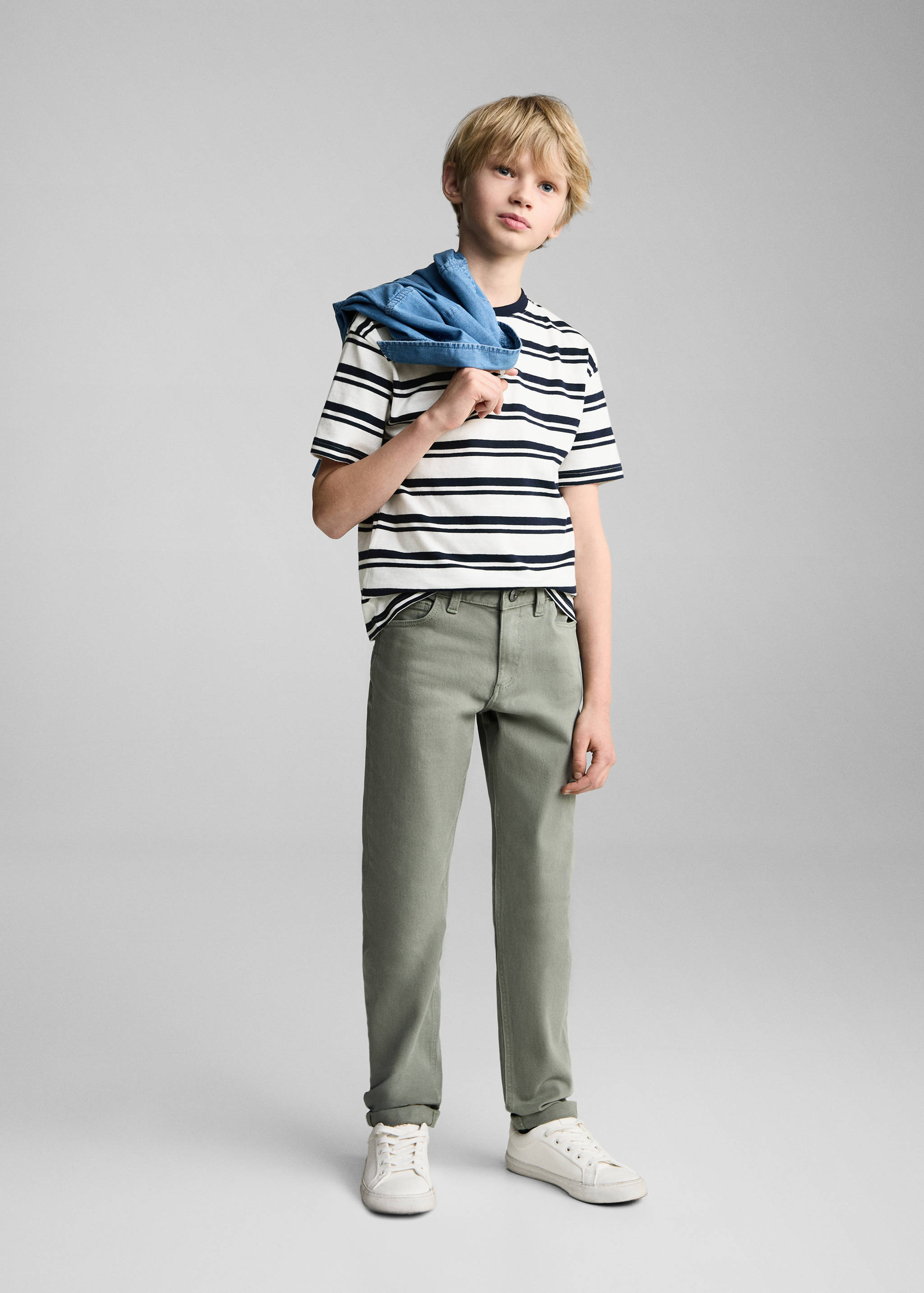 T-shirt algodão riscas - Plano geral