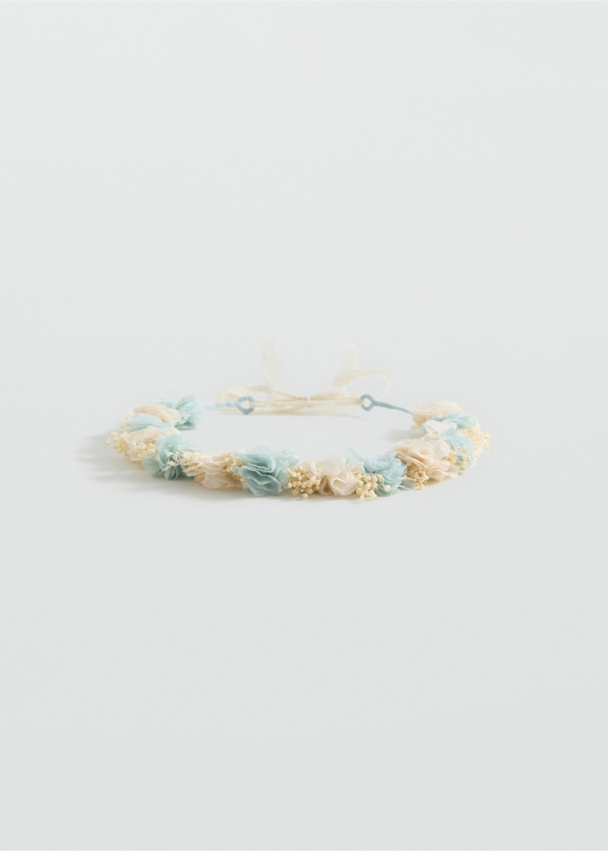 Tie closure flower hairband - Article without model, Aqua Green. Ref: 87013652-00.