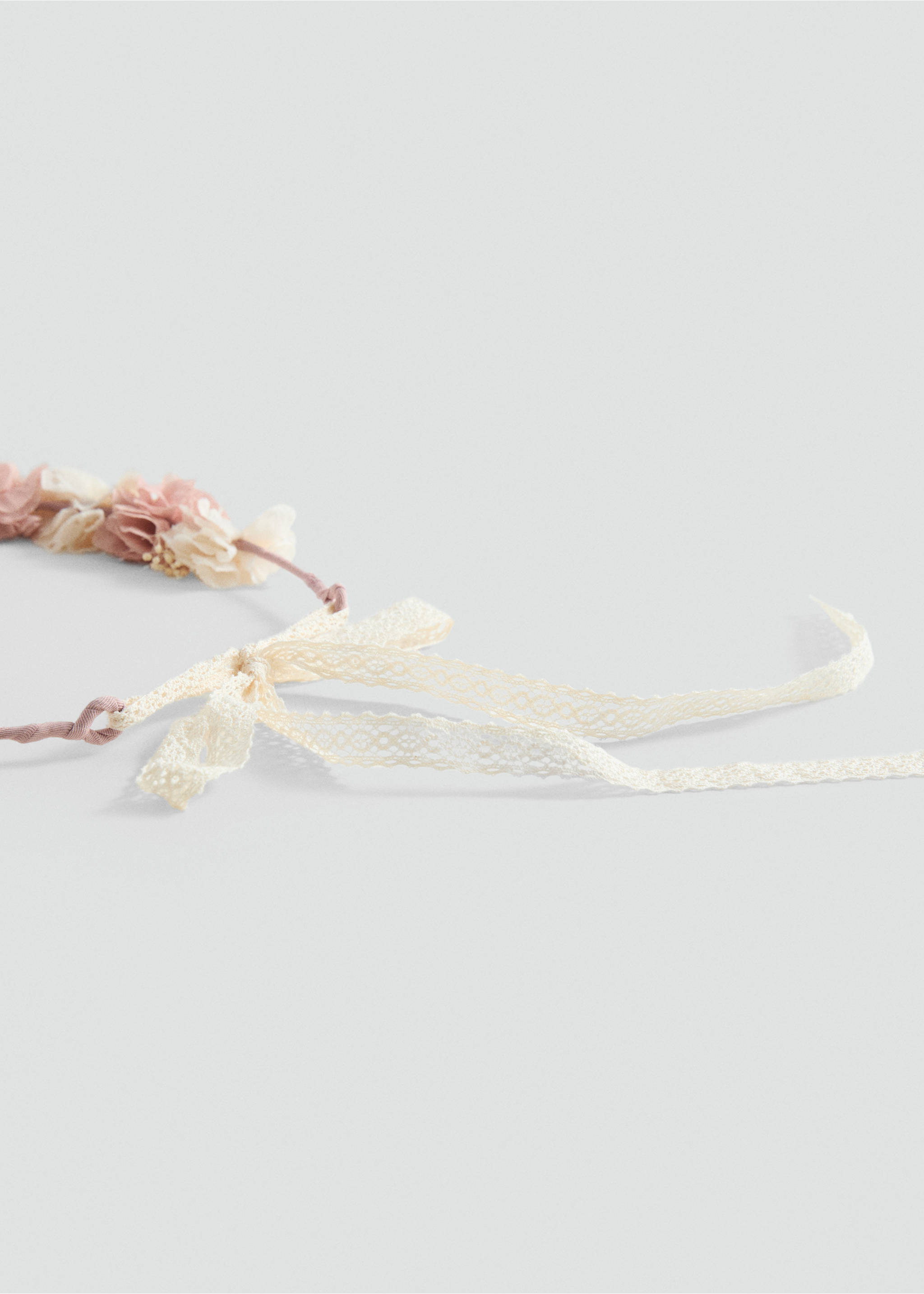 Tie closure flower hairband - Medium plane, Pale Pink. Ref: 87013653-00.