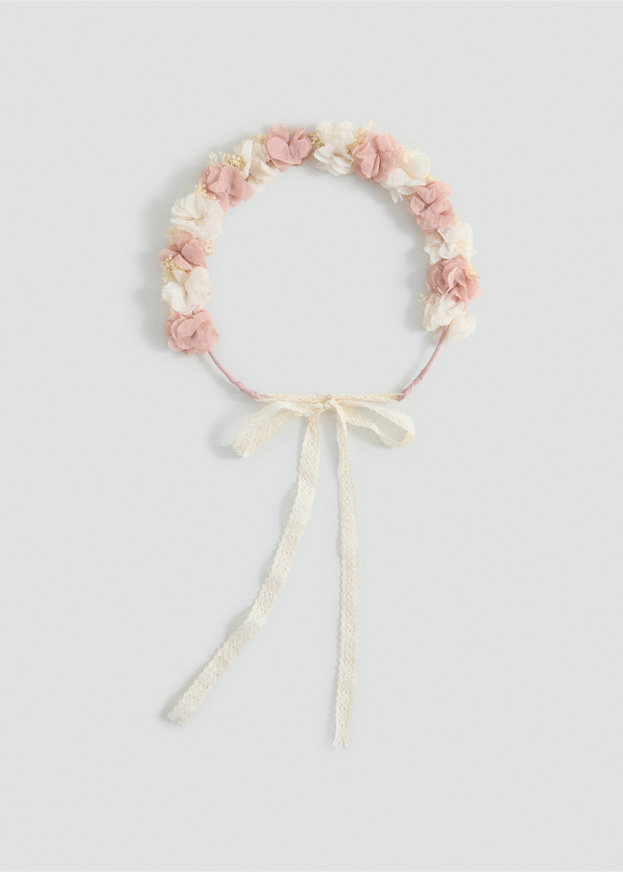 Tie closure flower hairband - Details of the article 2, Pale Pink. Ref: 87013653-00.