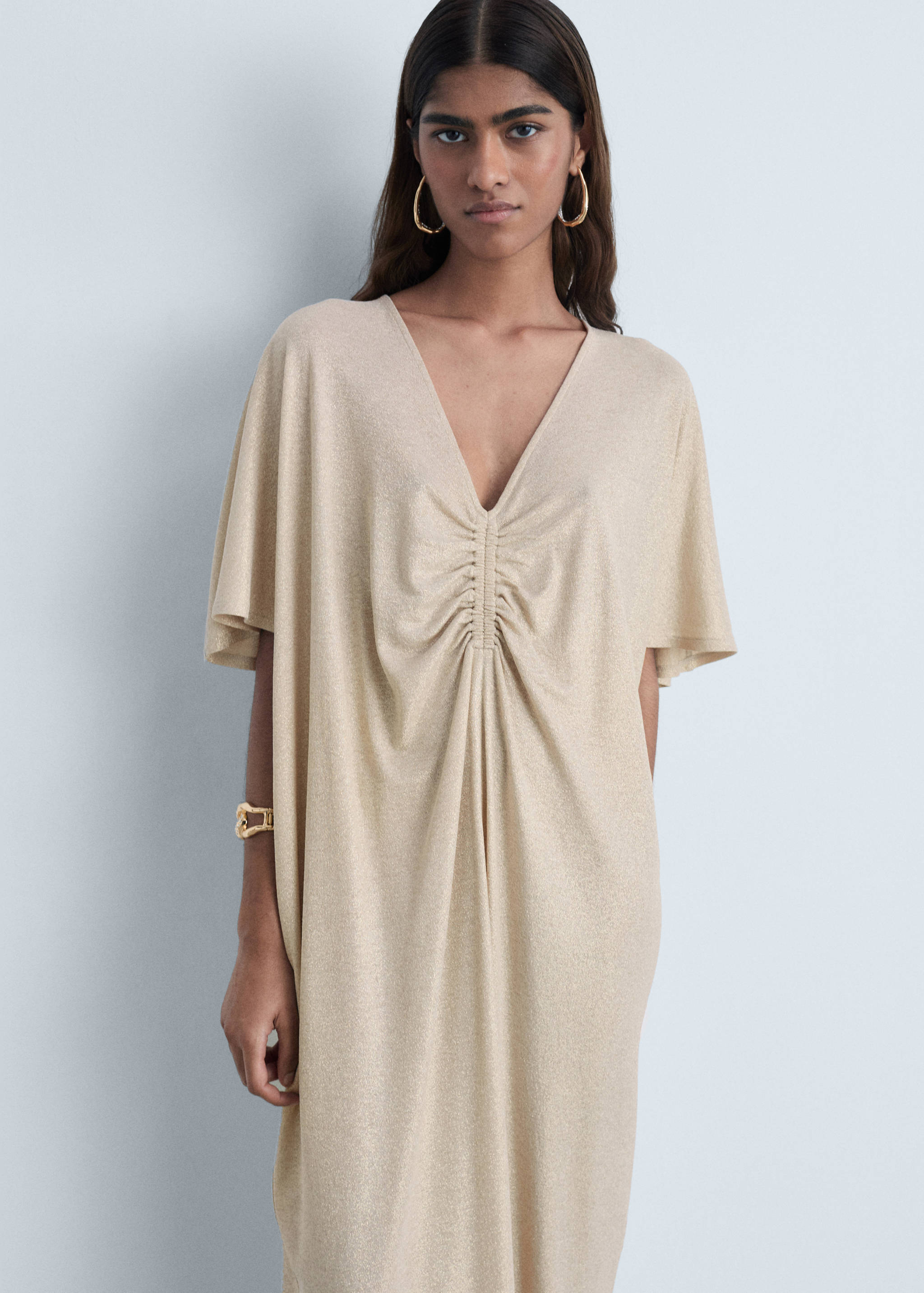 Lurex dress with gathered neckline - Medium plane