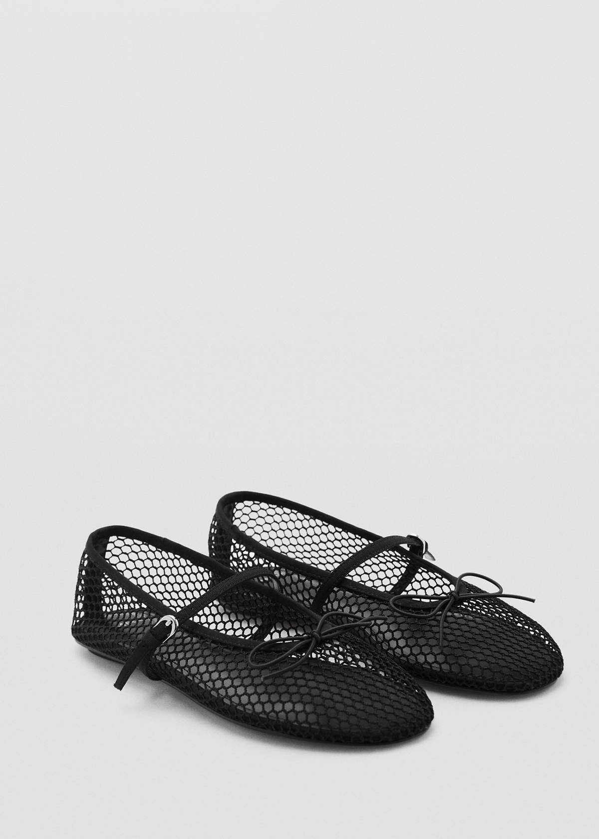 Mesh ballerina flats with buckle strap