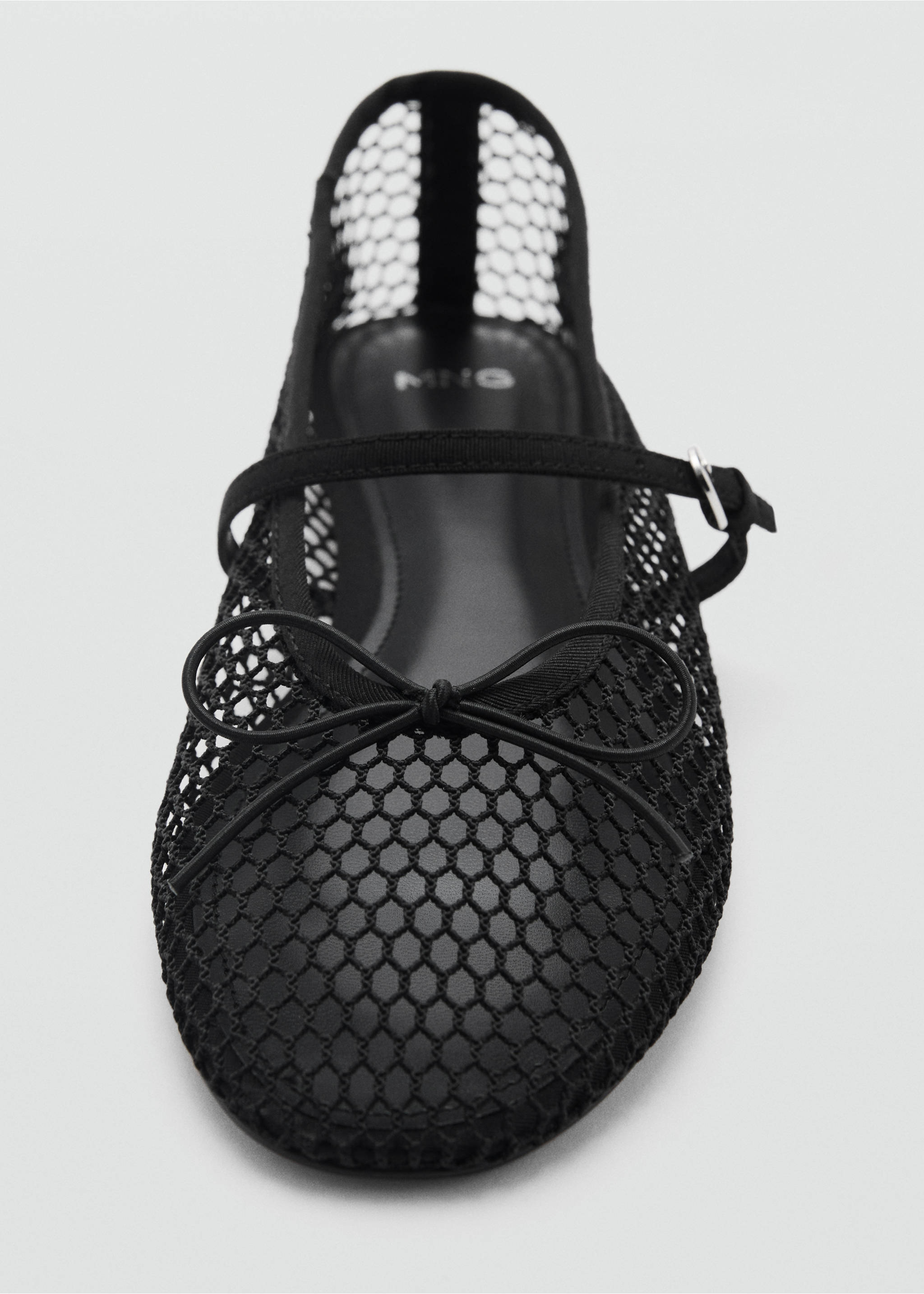 Mesh ballerina flats with buckle strap - Details of the article 2, Black. Ref: 87014069-00.