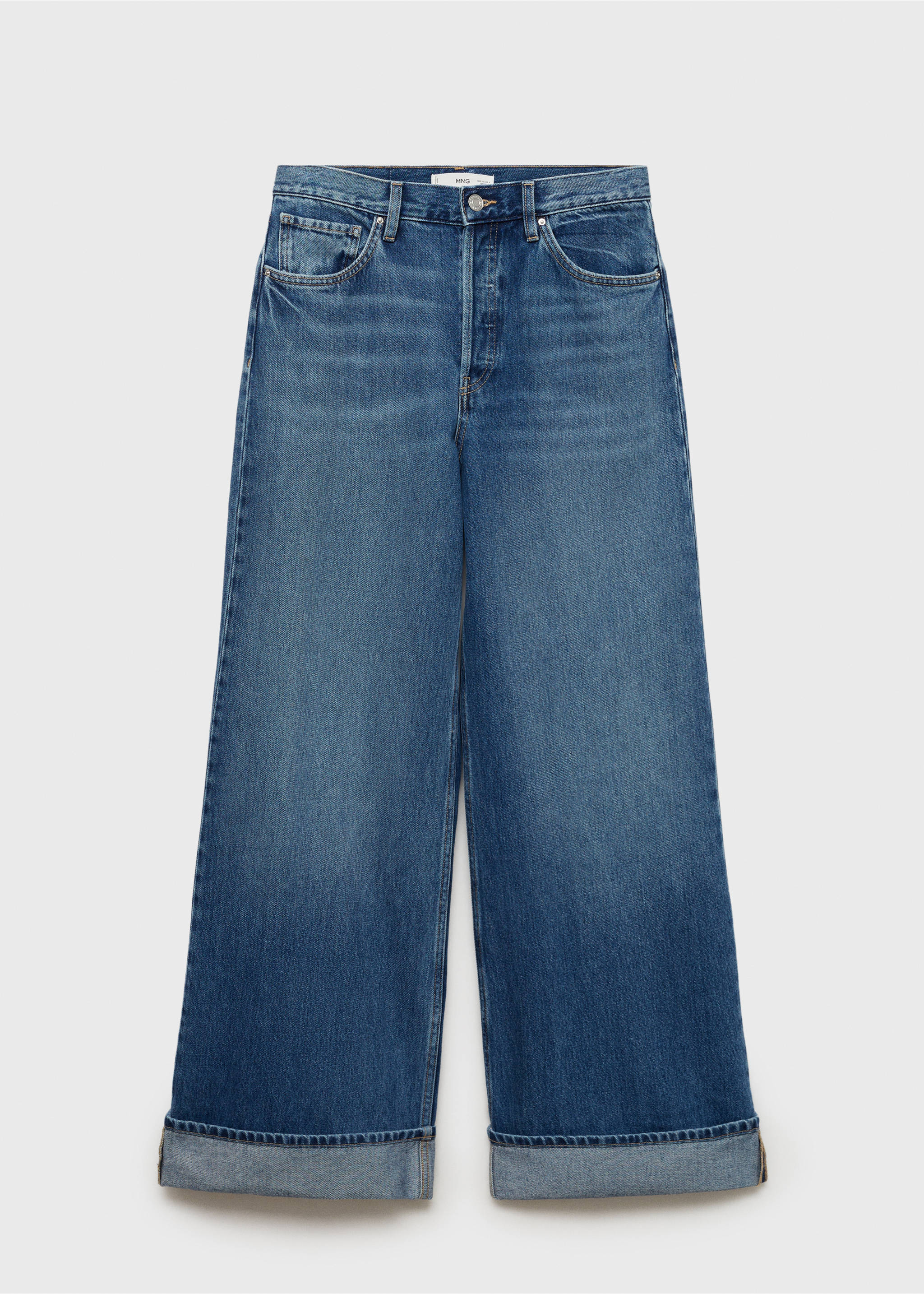 Jean wideleg à revers - Article sans modèle, Bleu moyen. Ref: 87014072-00.