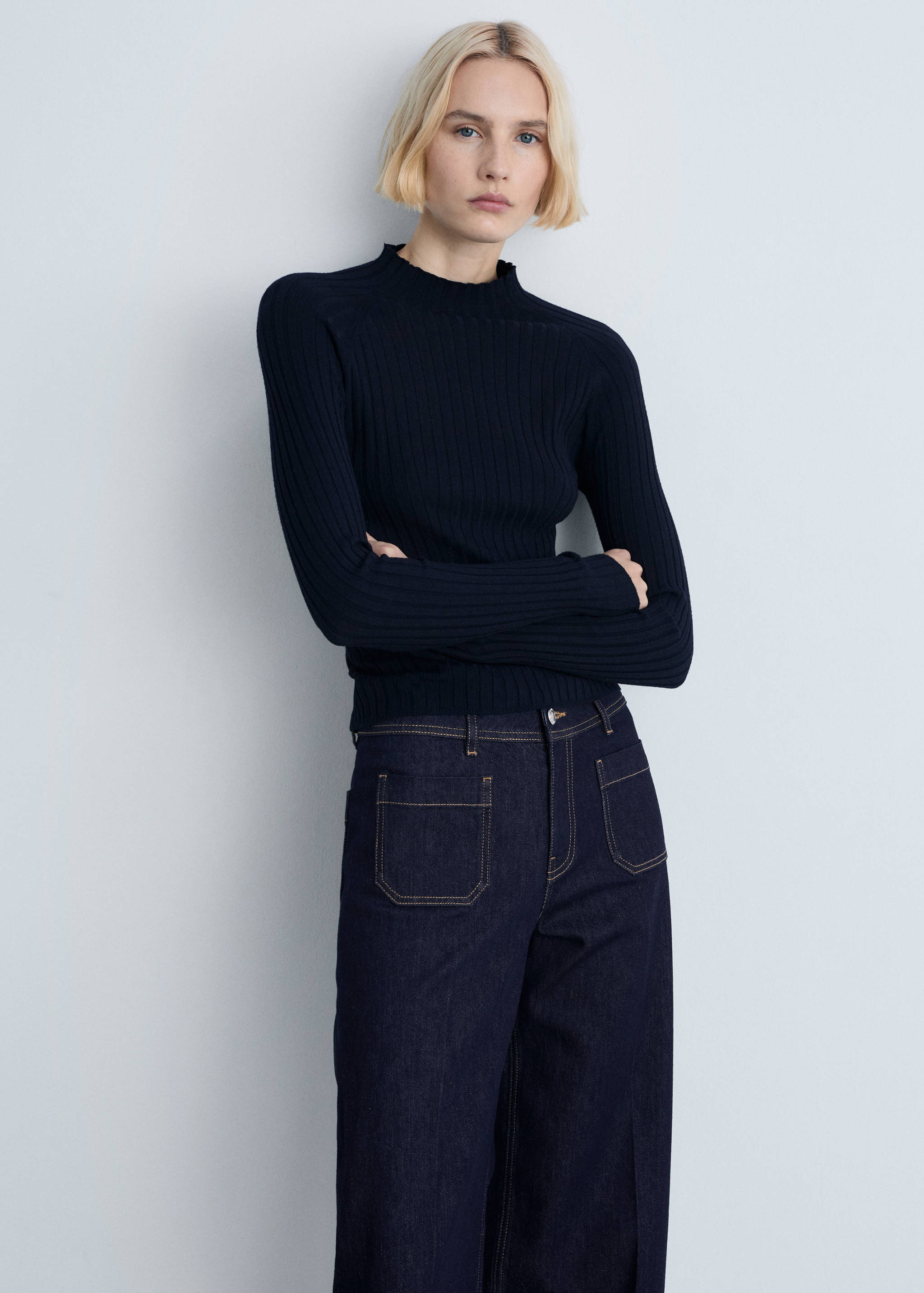 Wide leg jeans with pockets rinse wash - Details of the article 1